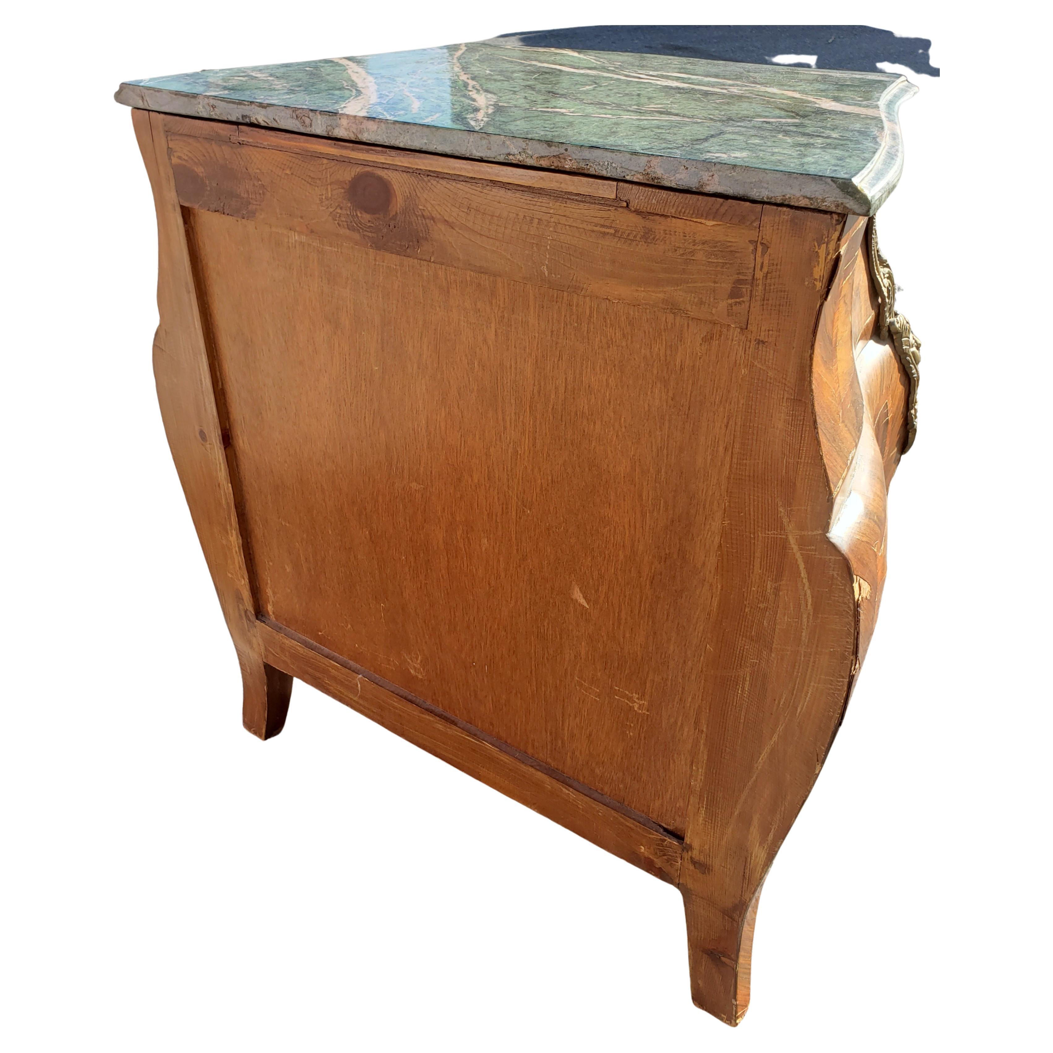 French Louis XV Style Mahogany Marble Petite Commode with Ormolu Mount For Sale 8