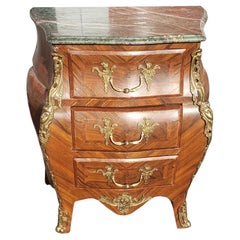 French Louis XV Style Mahogany Marble Petite Commode with Ormolu Mount