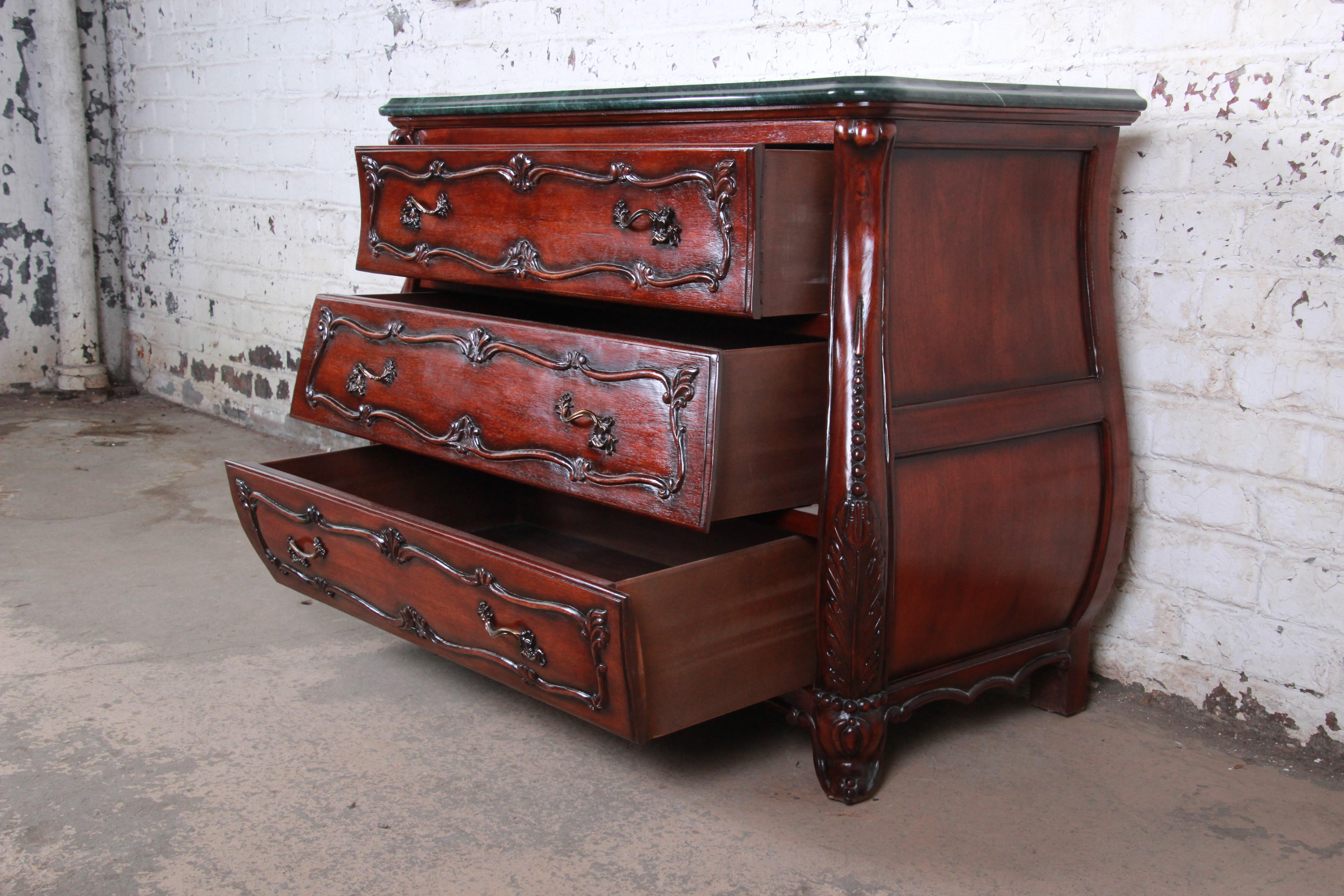 French Louis XV Style Mahogany Marble-Top Bombay Chest or Commode 1