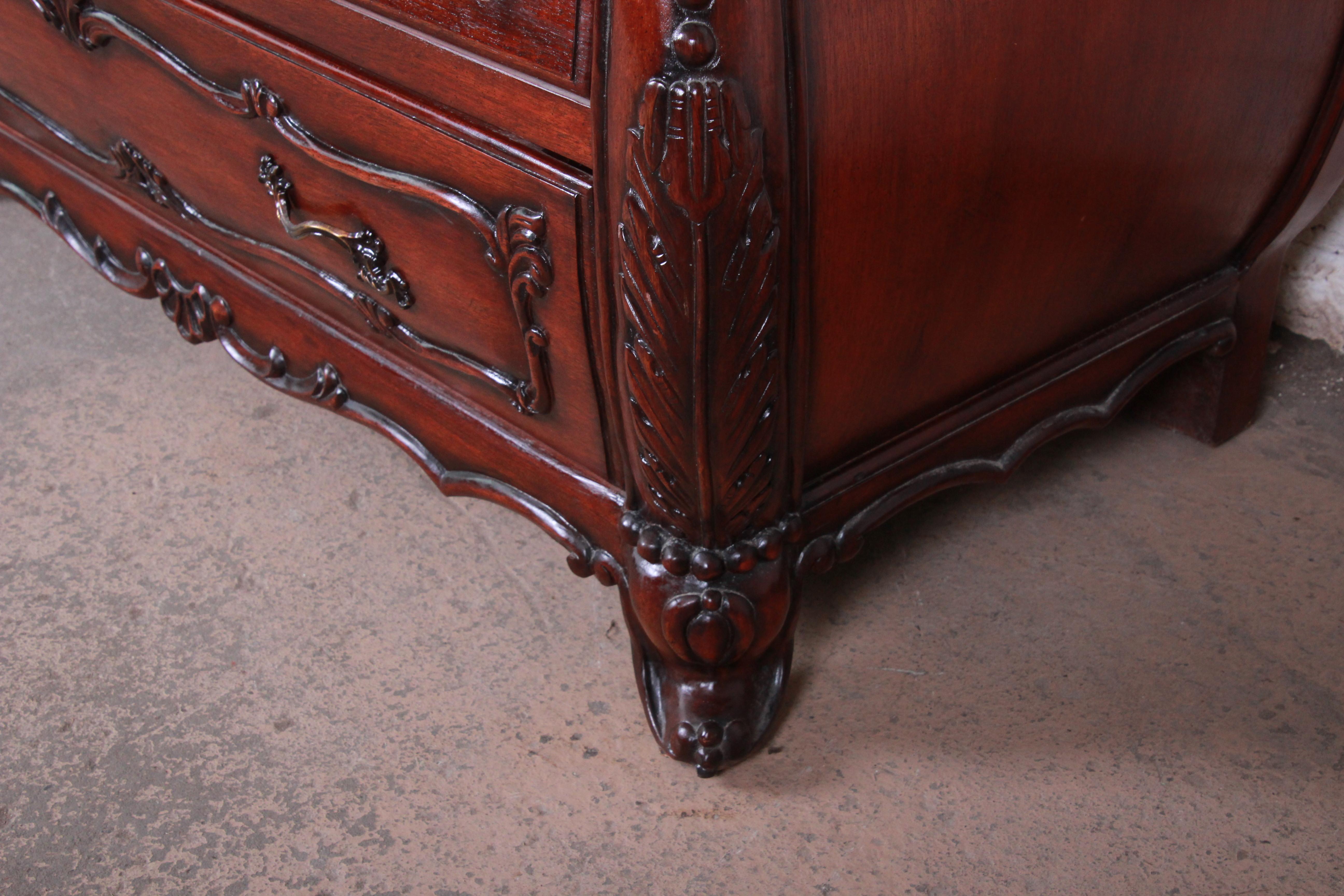 French Louis XV Style Mahogany Marble-Top Bombay Chest or Commode 2