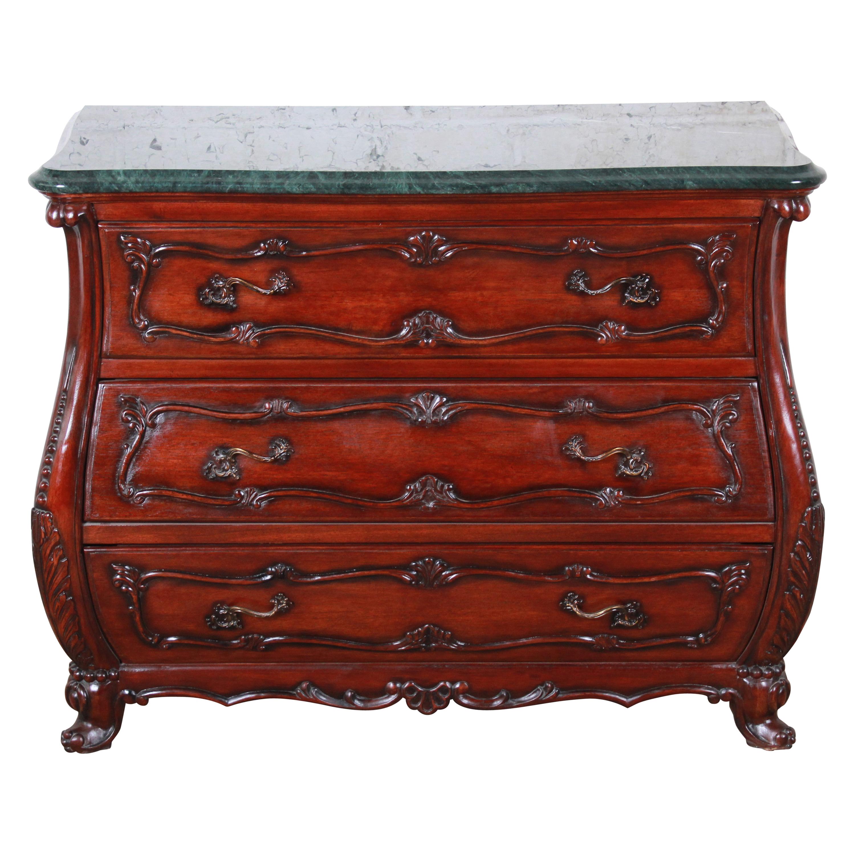 French Louis XV Style Mahogany Marble-Top Bombay Chest or Commode