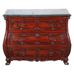 French Louis XV Style Mahogany Marble-Top Bombay Chest or Commode