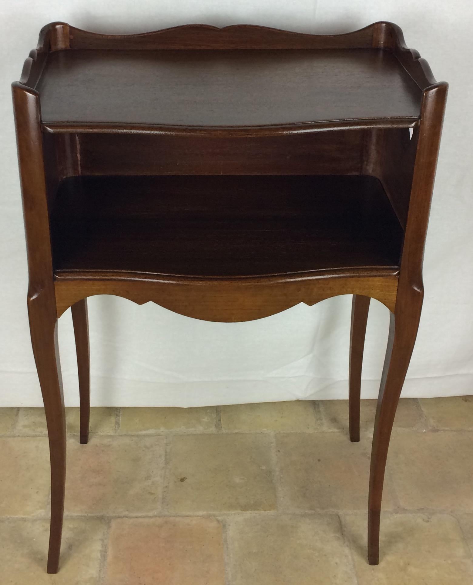 French Louis XV Style Mahogany Side Table or Nightstand 1