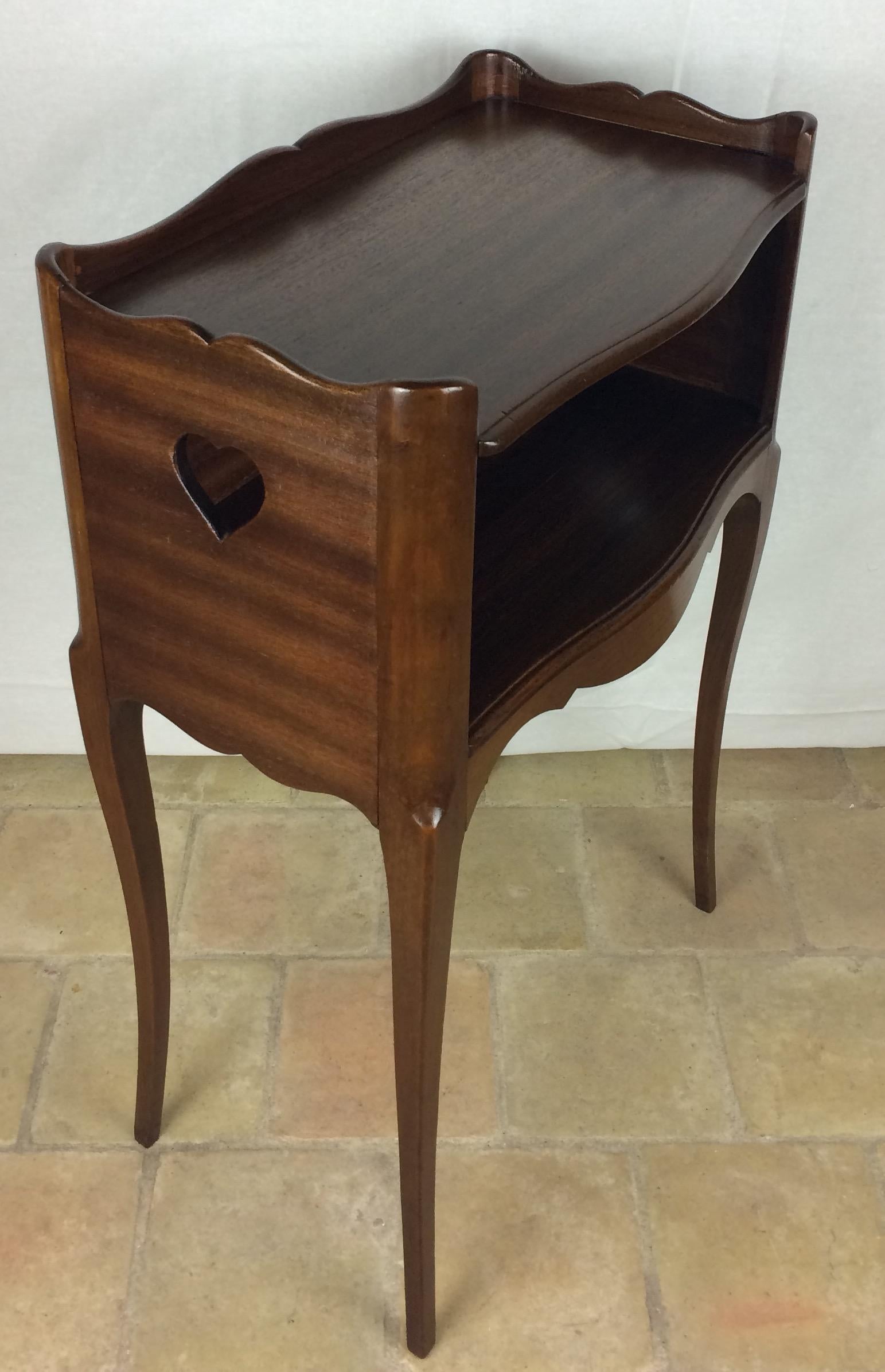 French Louis XV Style Mahogany Side Table or Nightstand For Sale 1