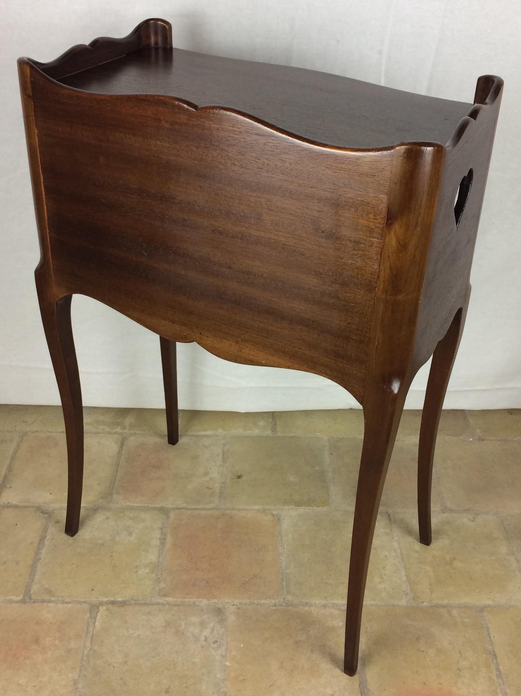French Louis XV Style Mahogany Side Table or Nightstand For Sale 2
