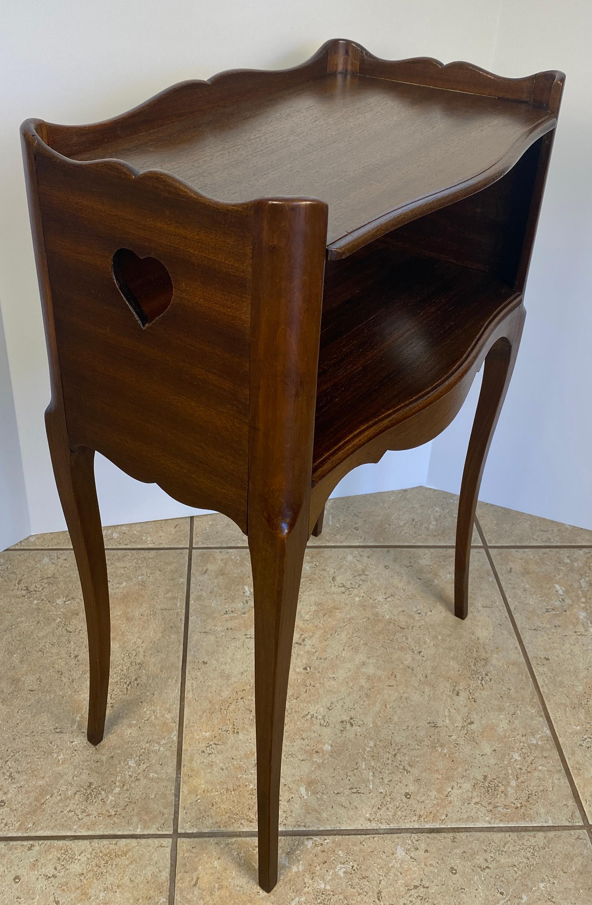 Varnished French Louis XV Style Mahogany Side Table or Nightstand For Sale