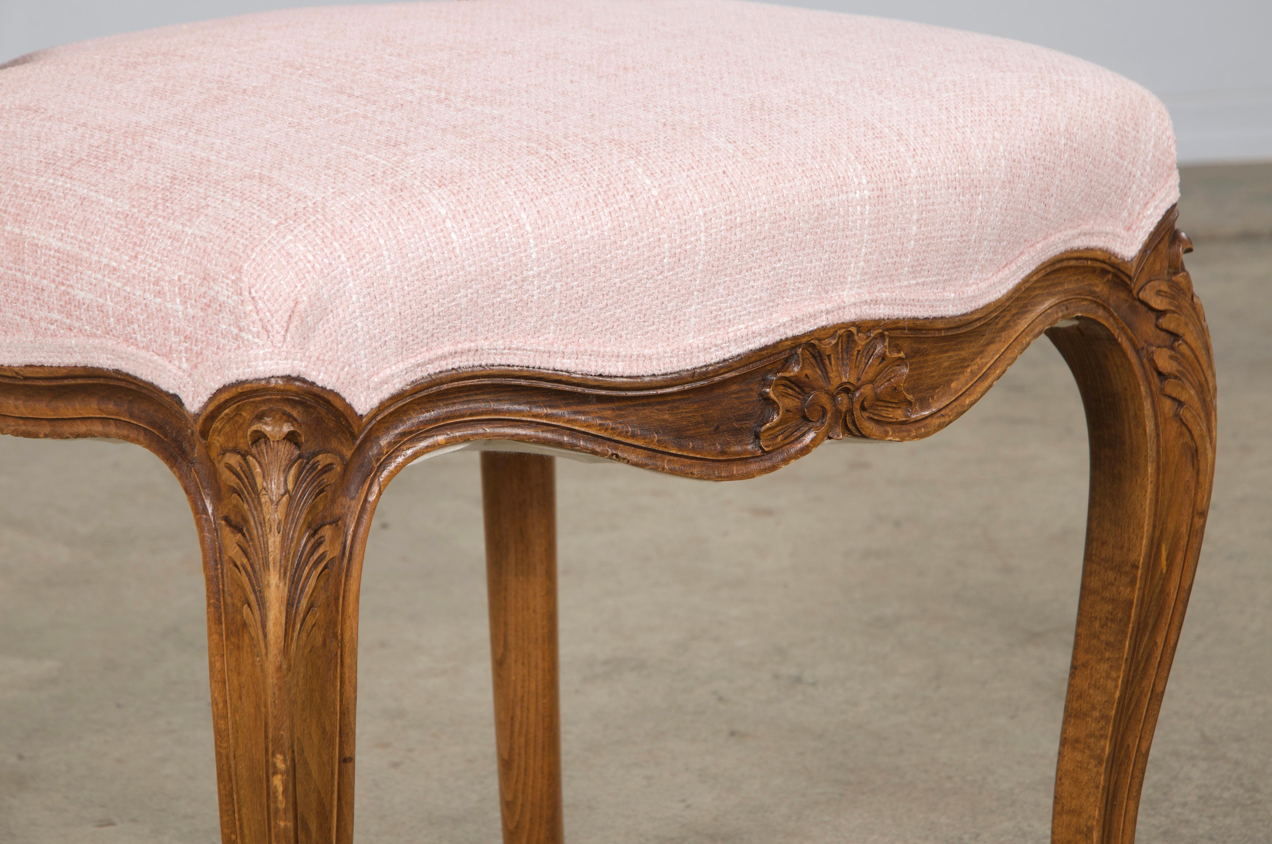 Sedie da pranzo francesi in stile Luigi XV in acero color rosa confetto - set di 8 in vendita 4