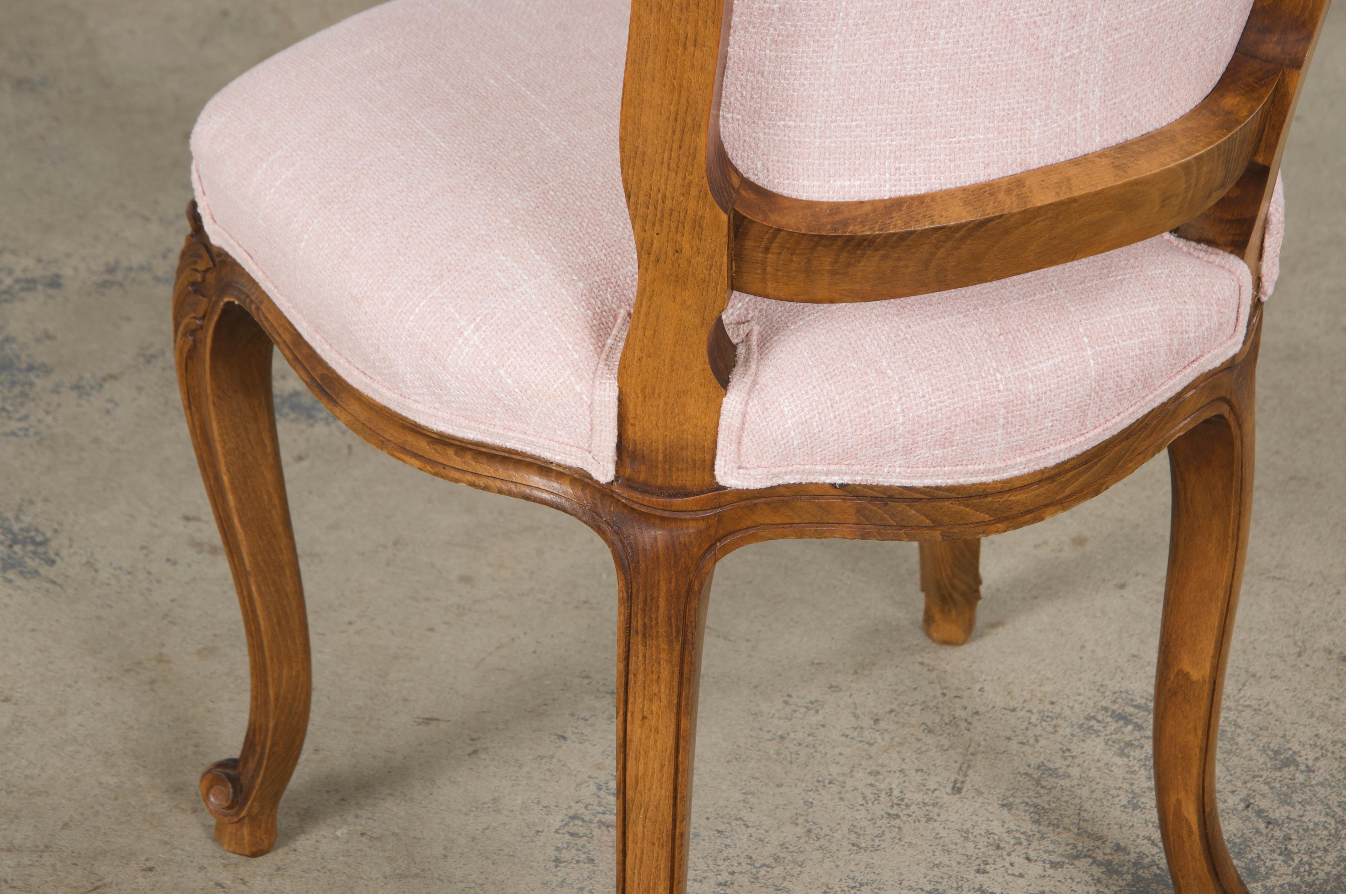 Sedie da pranzo francesi in stile Luigi XV in acero color rosa confetto - set di 8 in vendita 13