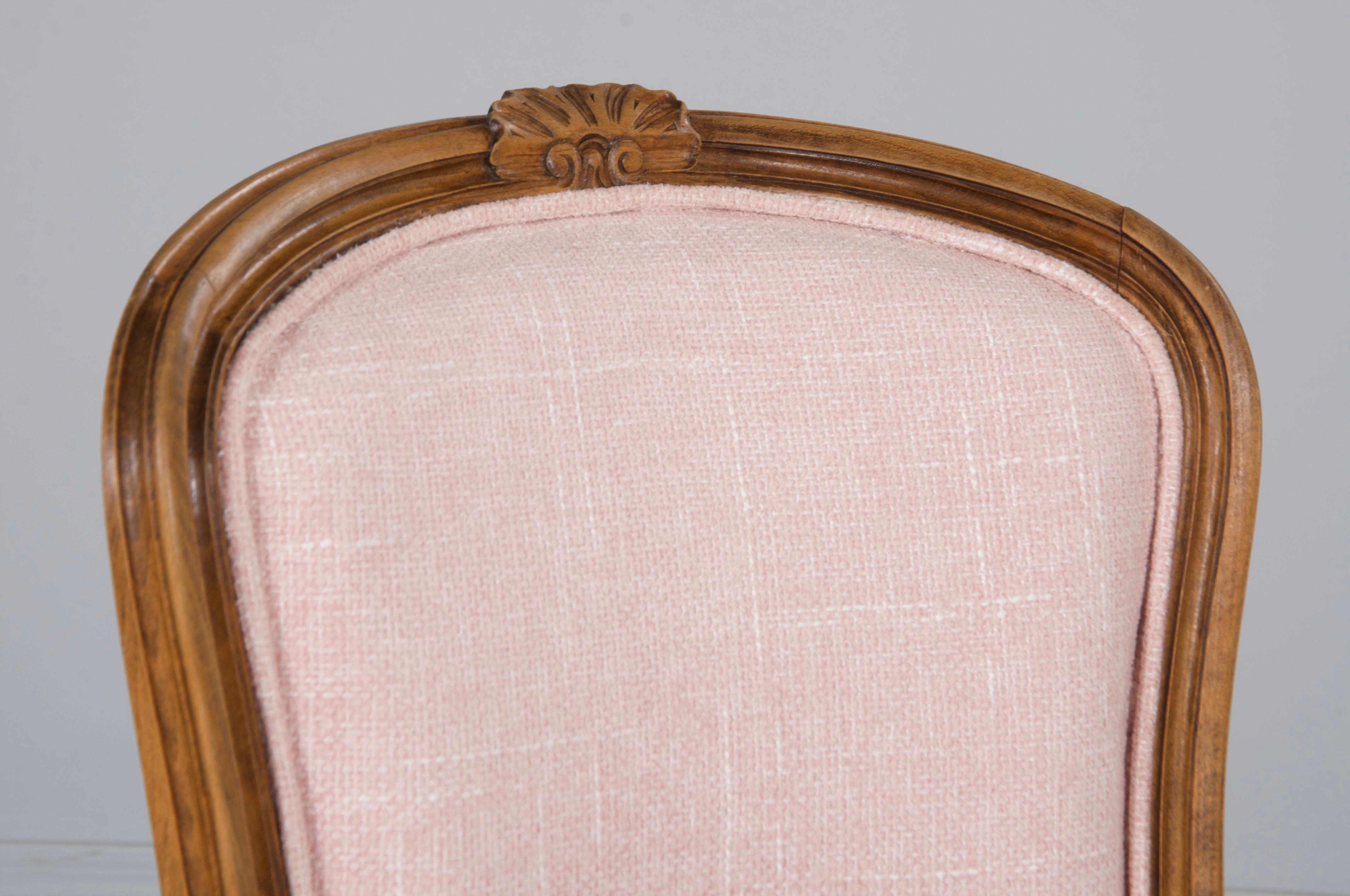 Sedie da pranzo francesi in stile Luigi XV in acero color rosa confetto - set di 8 in vendita 1