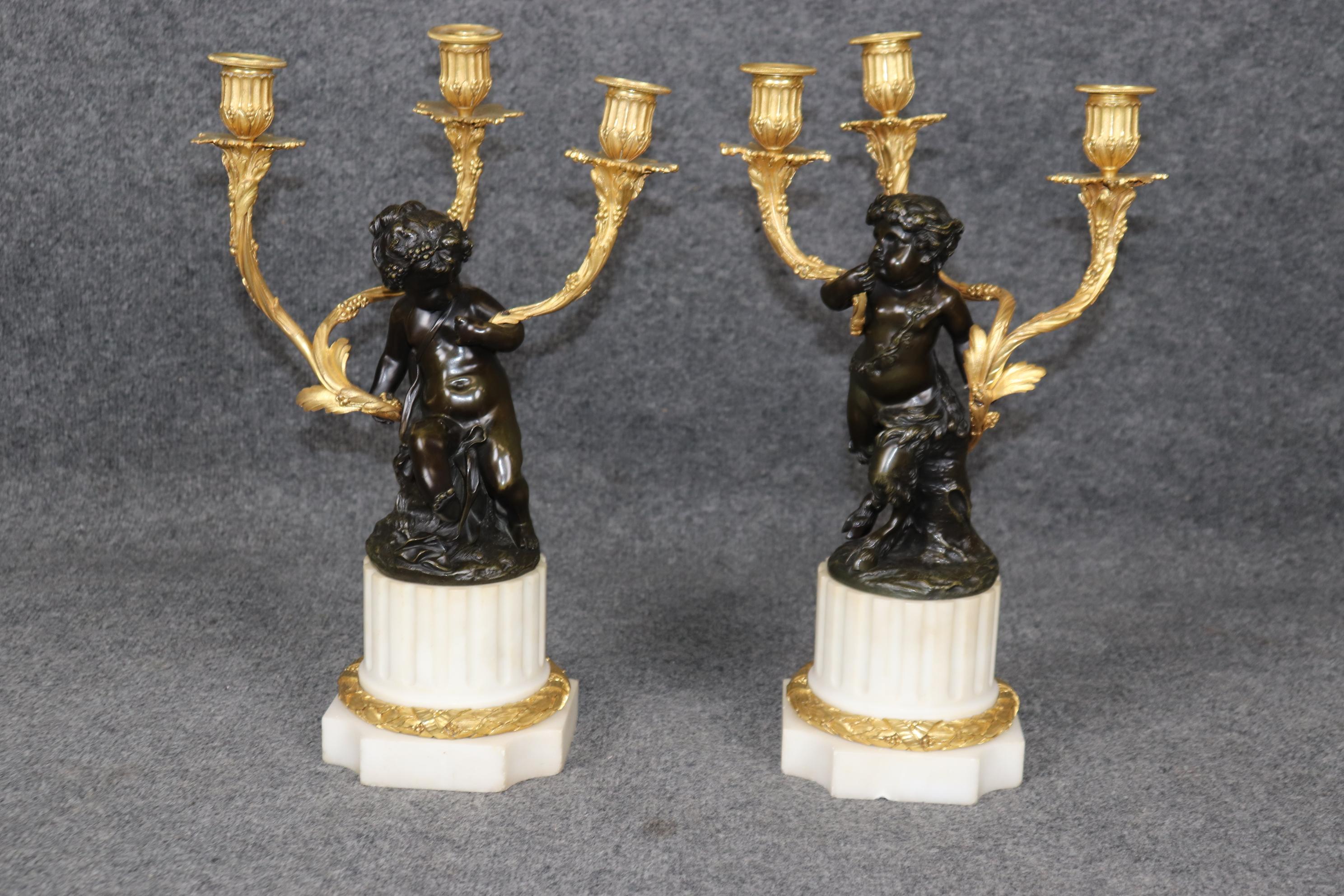 Hand-Crafted French Louis XV Style Marble and Bronze Ormolu Clock Set By Samuel Marti C. 1890