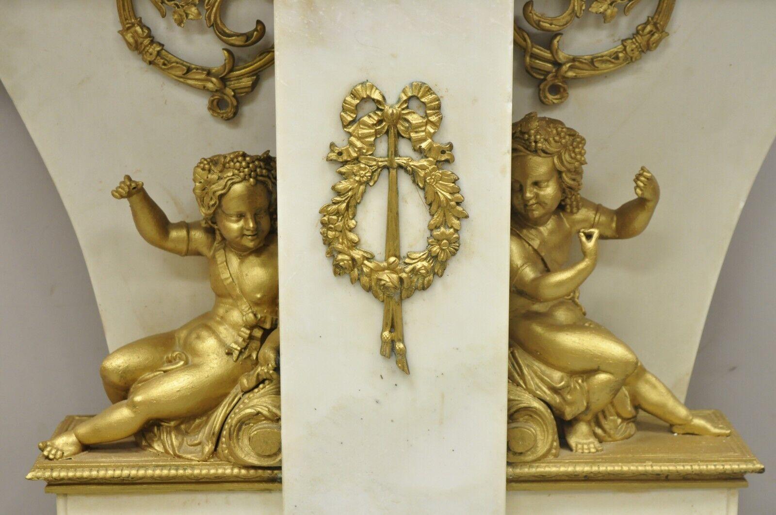 20th Century French Louis XV Style Marble and Bronze Ormolu Console Table with Cherubs For Sale