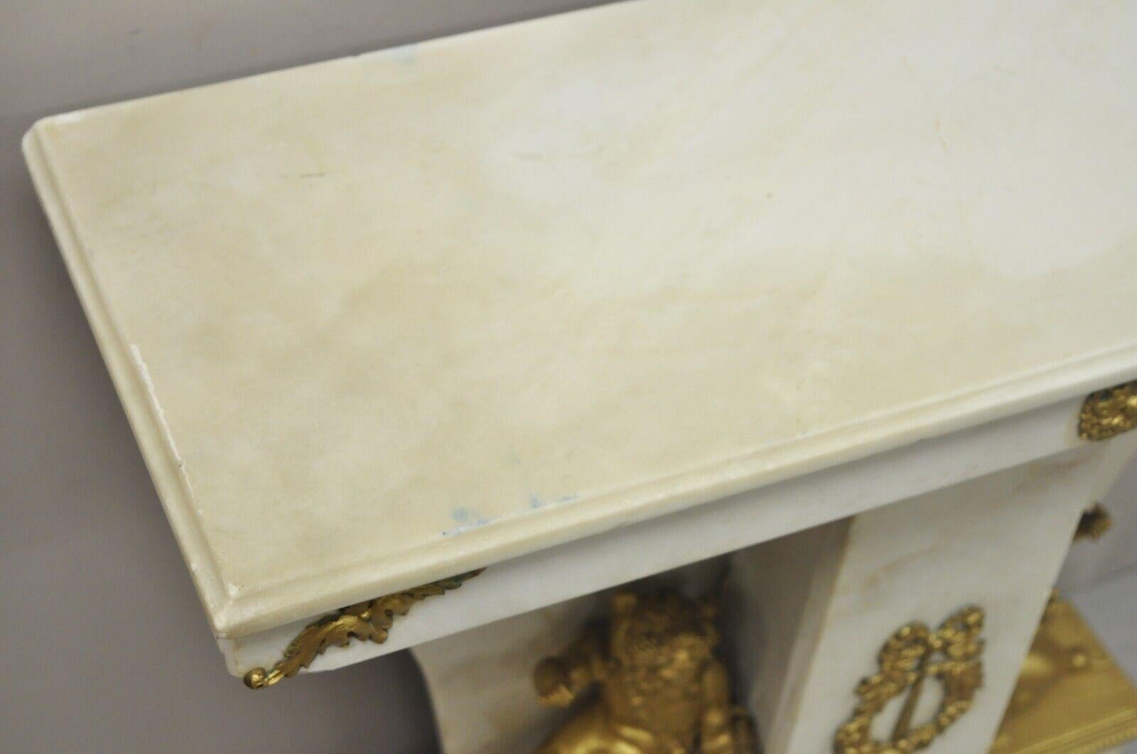 French Louis XV Style Marble and Bronze Ormolu Console Table with Cherubs For Sale 3