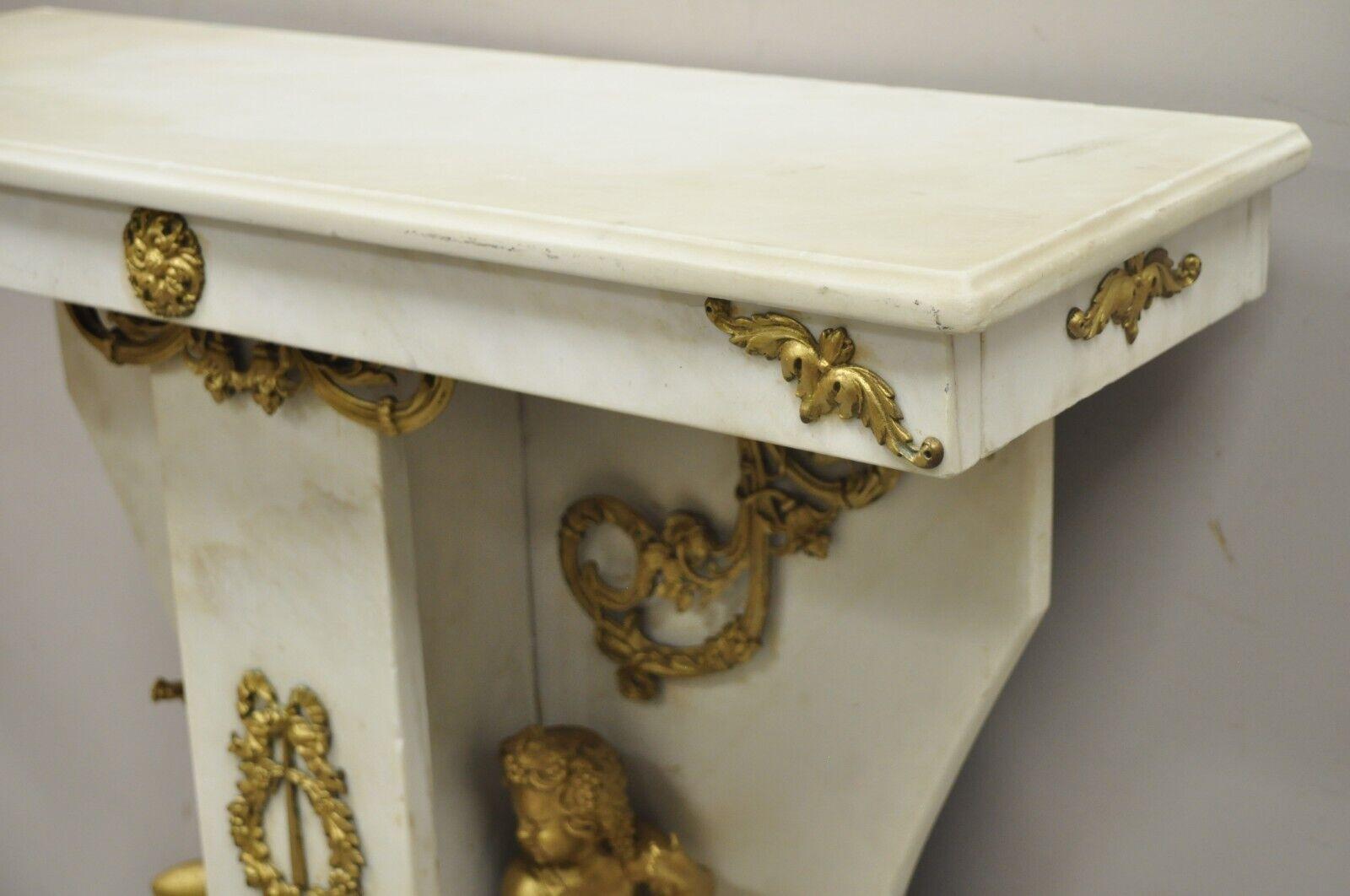 French Louis XV Style Marble and Bronze Ormolu Console Table with Cherubs For Sale 5