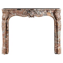Antique French Louis XV style marble fireplace