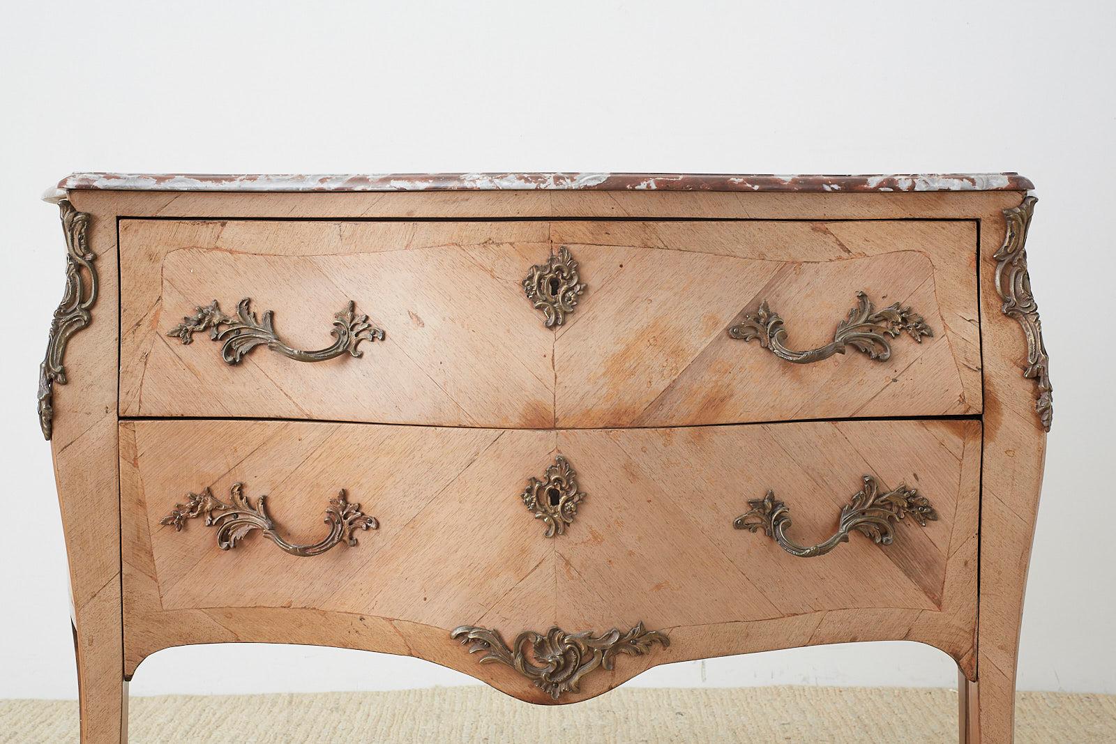 French Louis XV Style Marble-Top Bombe Dresser Commode 10