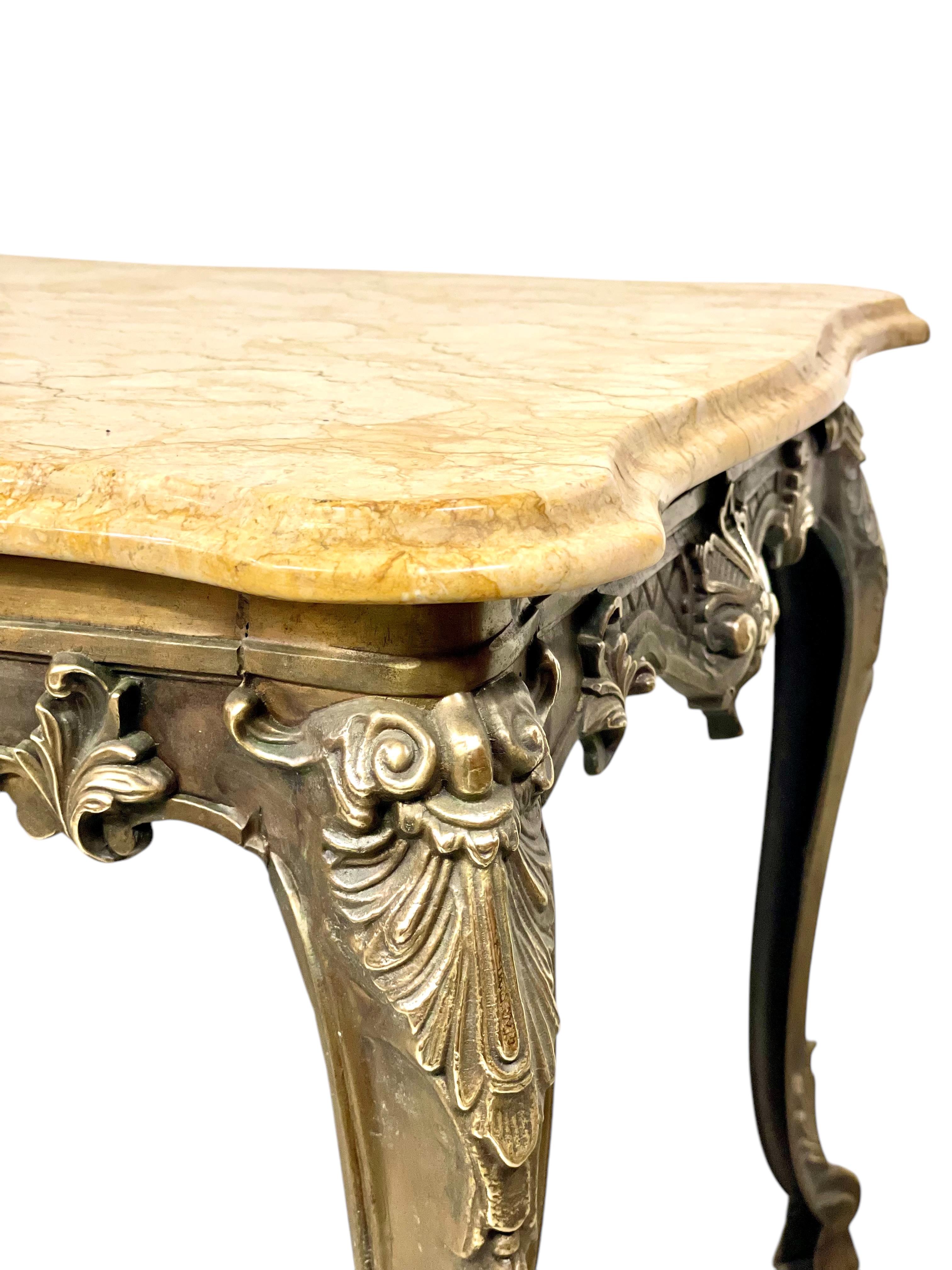 Brass French Louis XV Style Coffee Table 20th Century For Sale