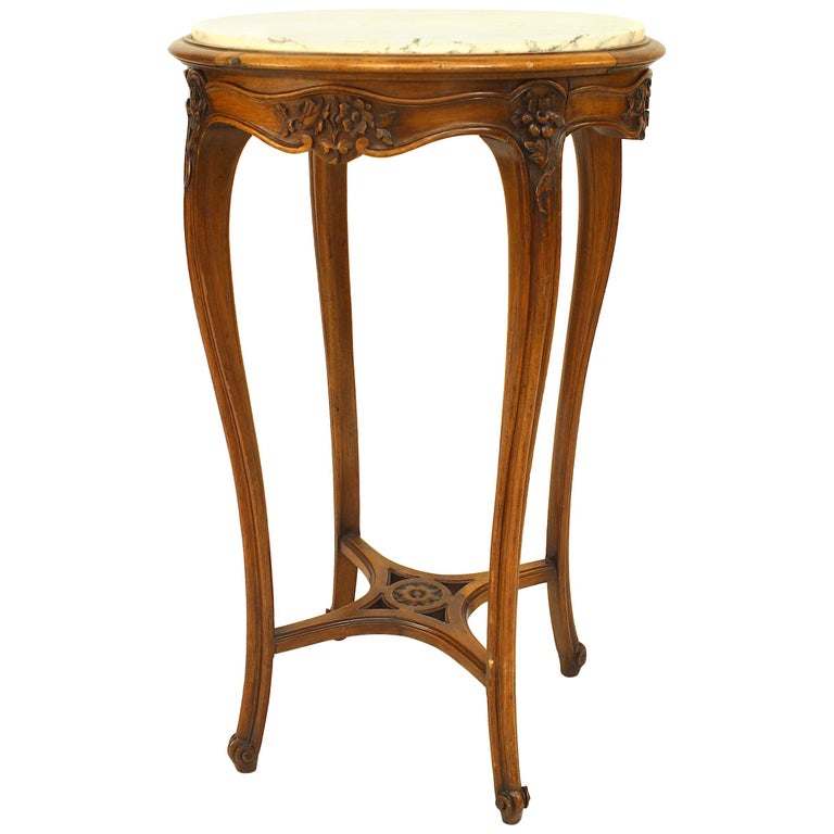 French Louis XV Walnut Round End Table For Sale