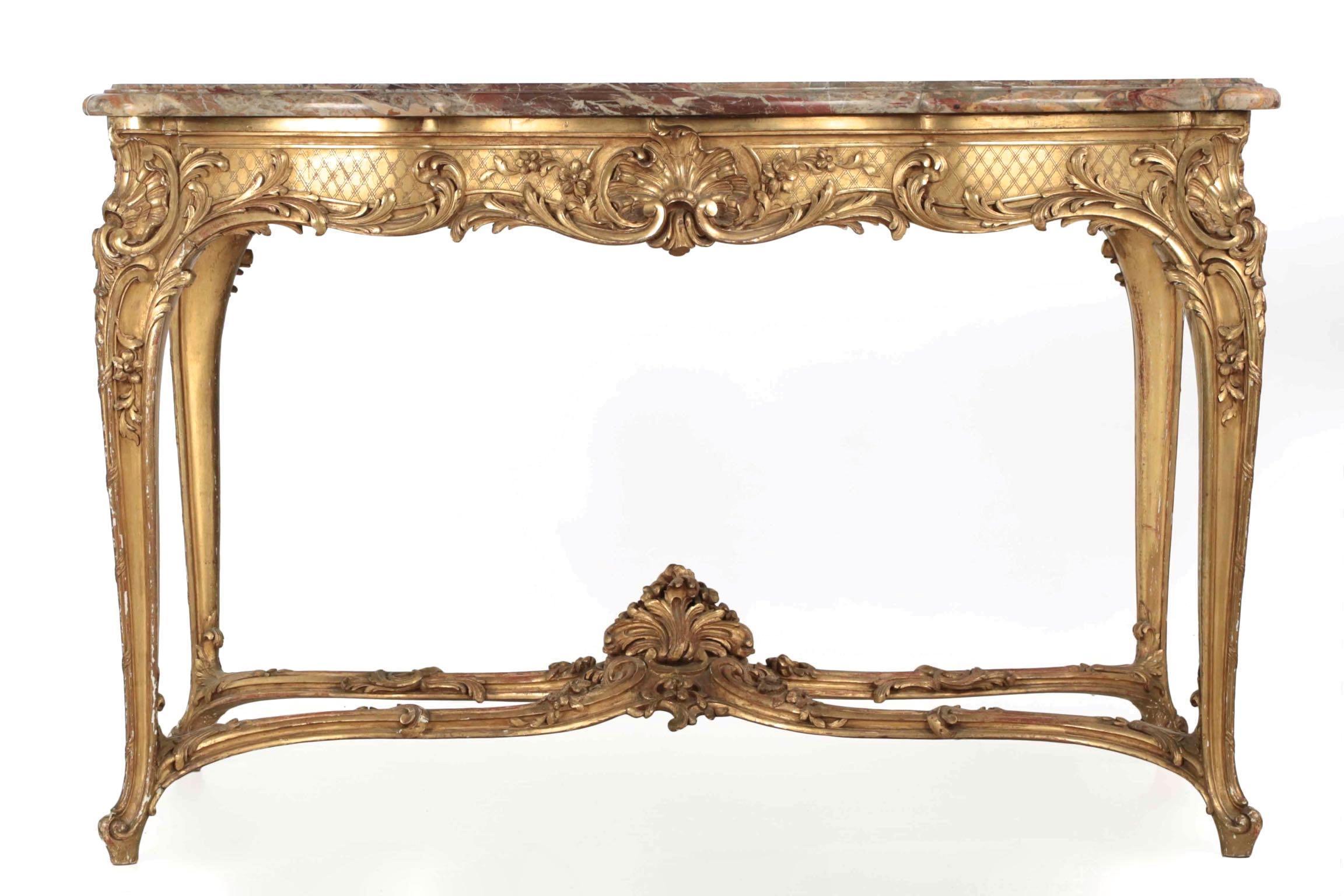 French Louis XV Style Marble-Top, Giltwood Center Table, Paris, circa 1880 In Good Condition In Shippensburg, PA