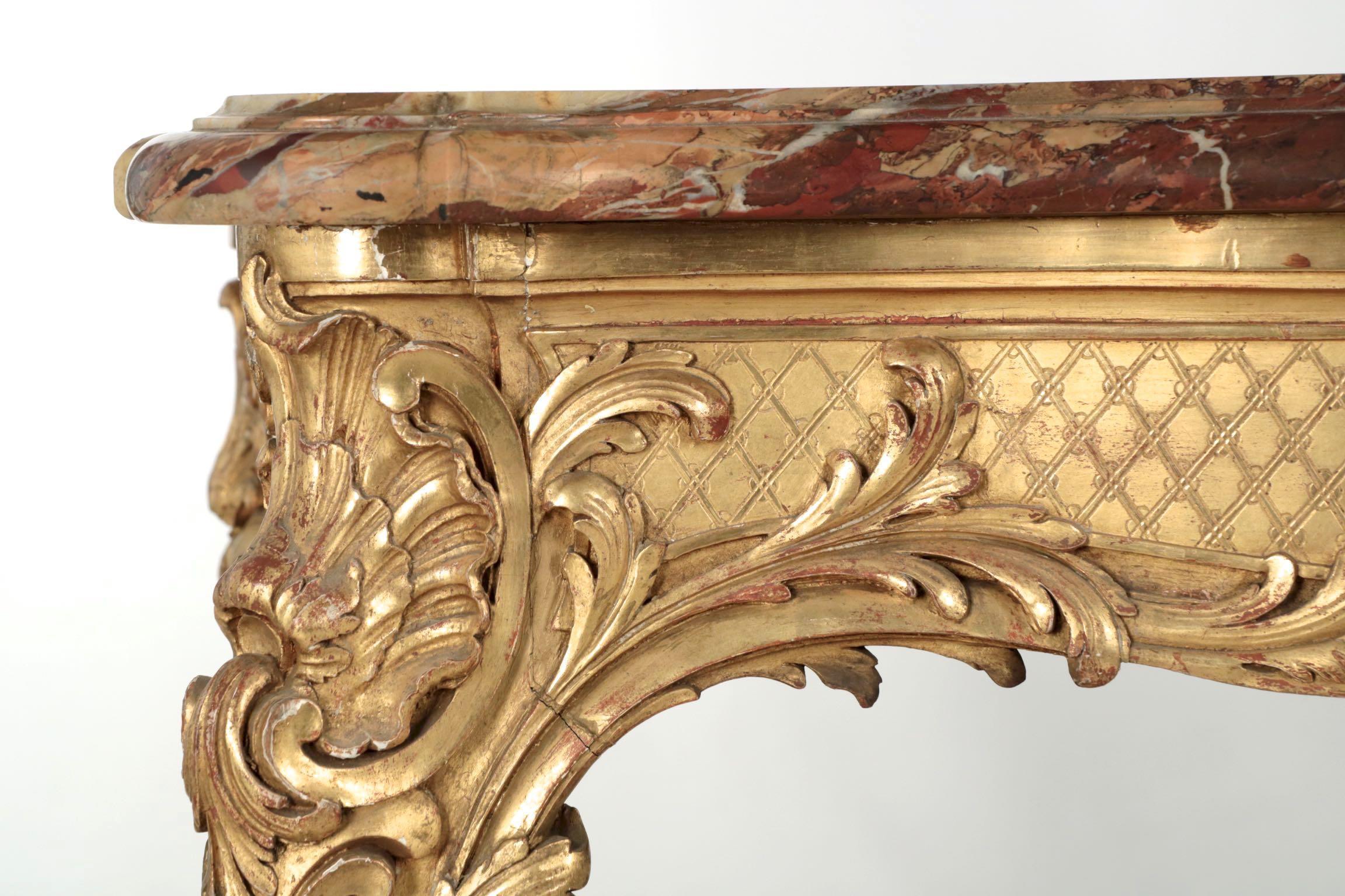 French Louis XV Style Marble-Top, Giltwood Center Table, Paris, circa 1880 1
