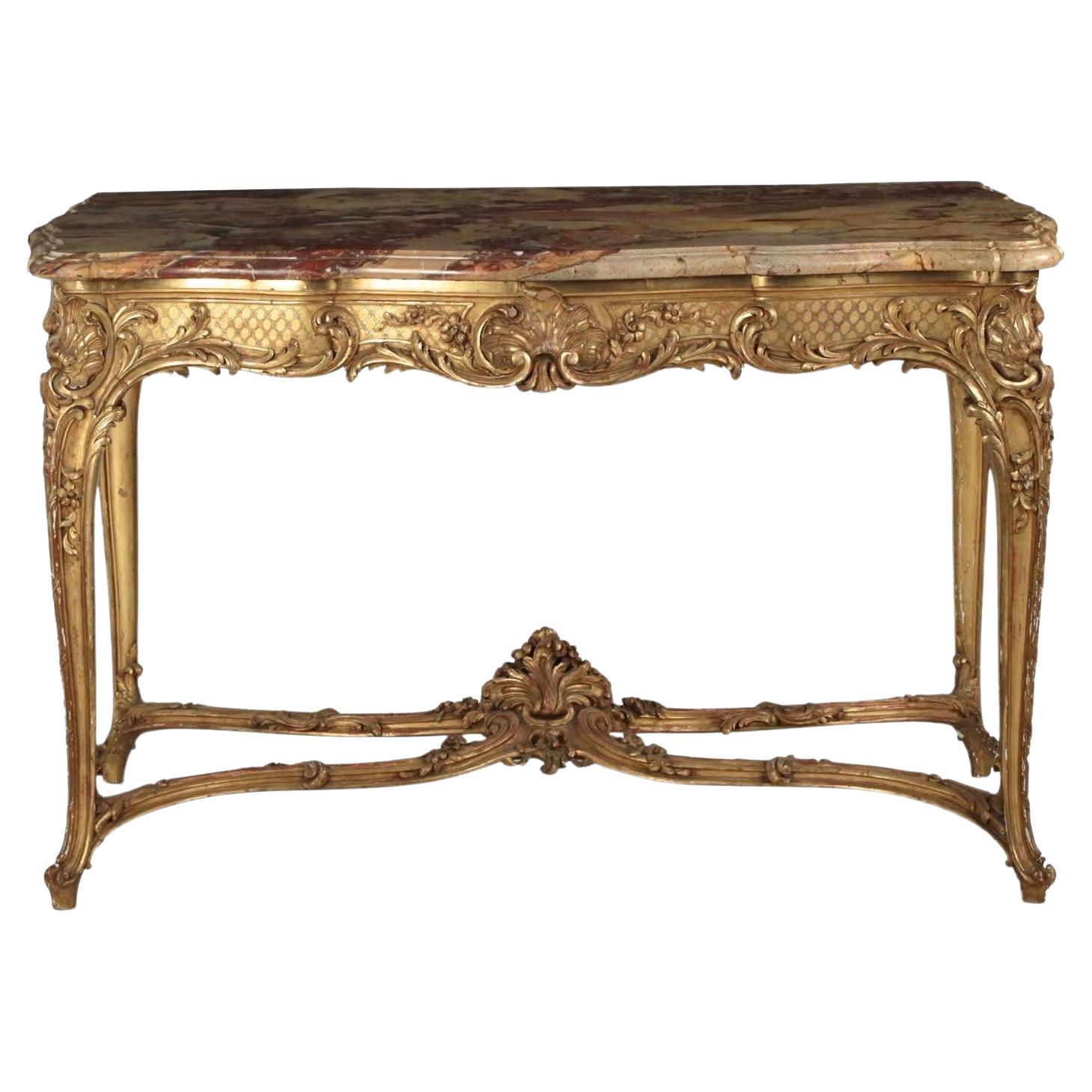 French Louis XV Style Marble-Top, Giltwood Center Table, Paris, circa 1880