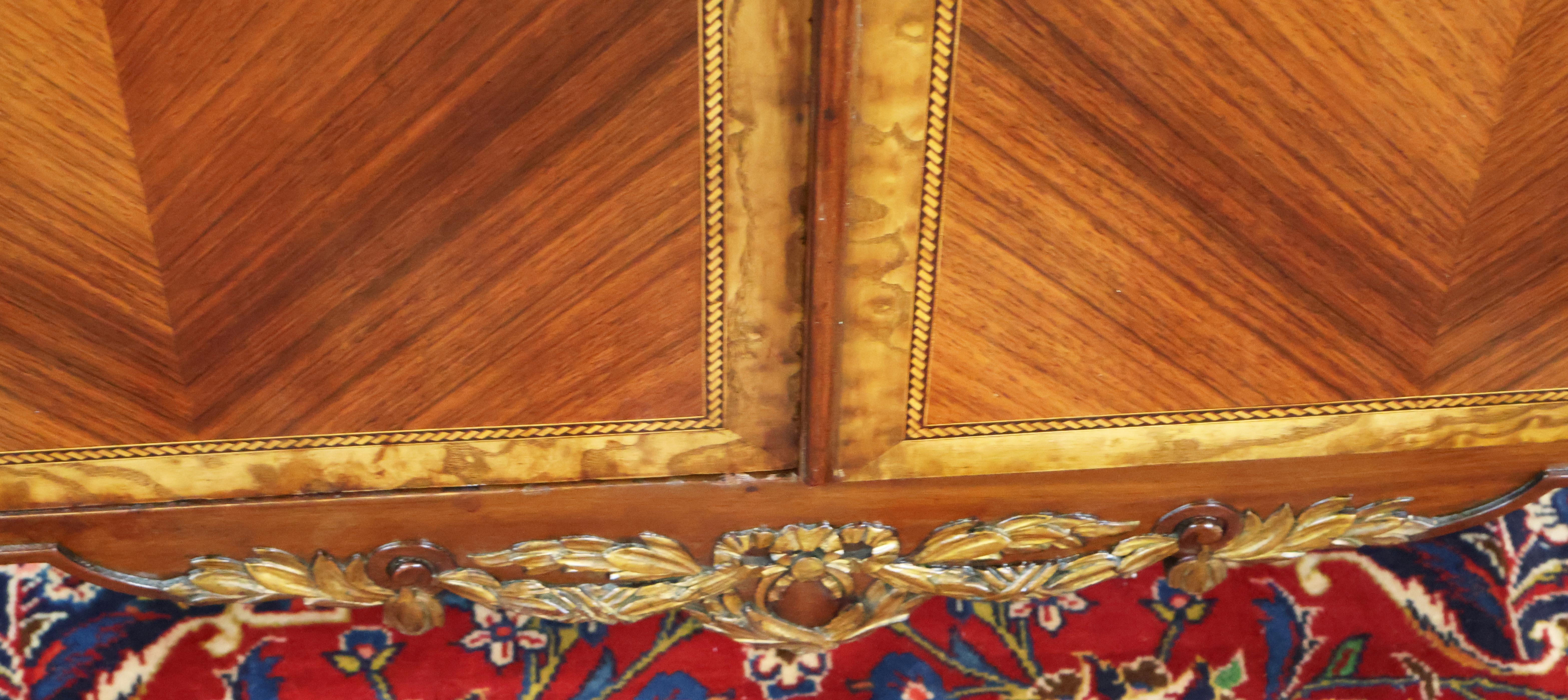 French Louis XV Style Marble Top Inlaid High Dresser High Chest Circa 1920's in vendita 5