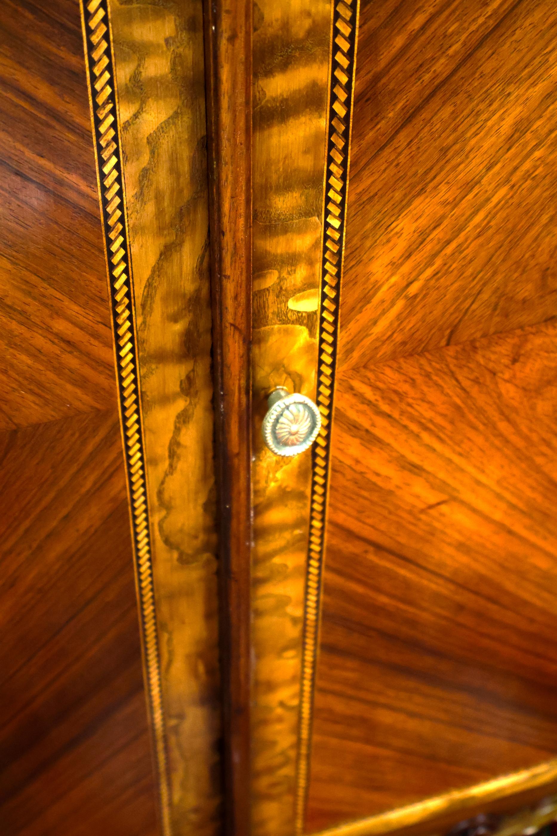 French Louis XV Style Marble Top Inlaid High Dresser High Chest Circa 1920's in vendita 6