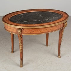 French Louis XV Style Marble Top Oval Coffee Table
