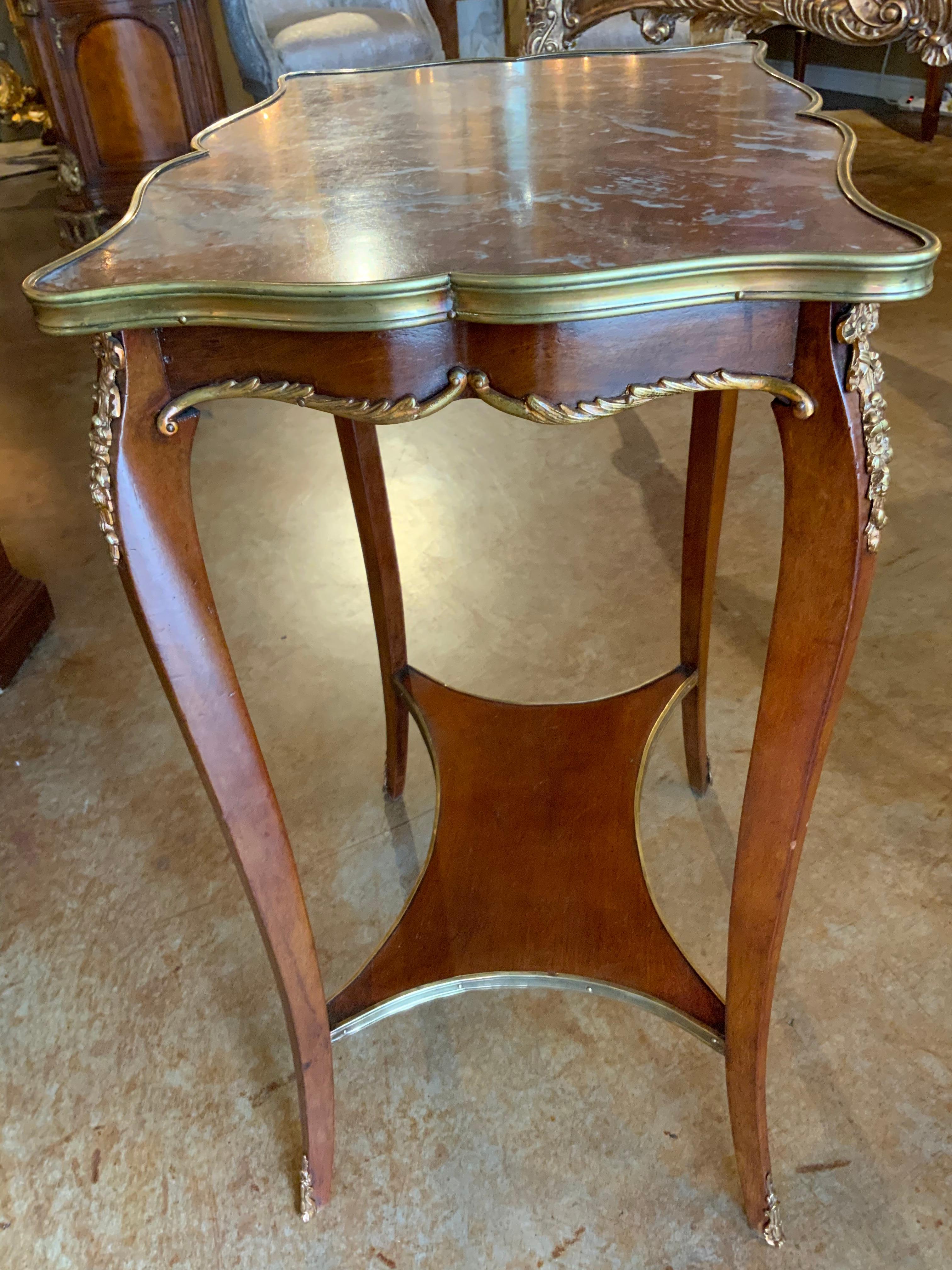 French Louis XV Style Marble-Top Side Table, 19th Century For Sale 1