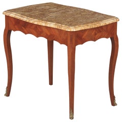French Louis XV Style Marble Top Side Table, 1940s
