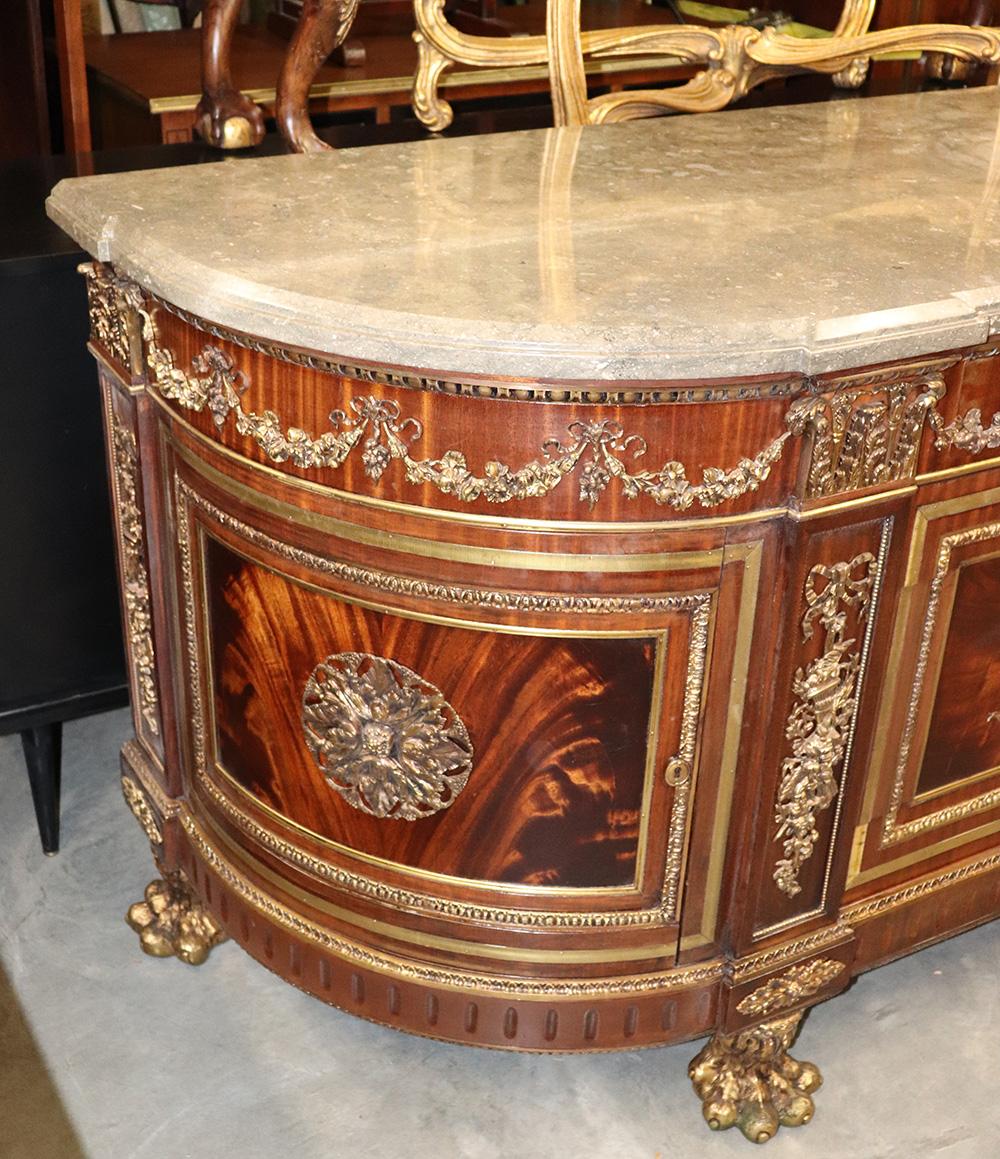 Bronze Mounted Benneman Style French Louis XV Style Marble Top Sideboard Buffet 1