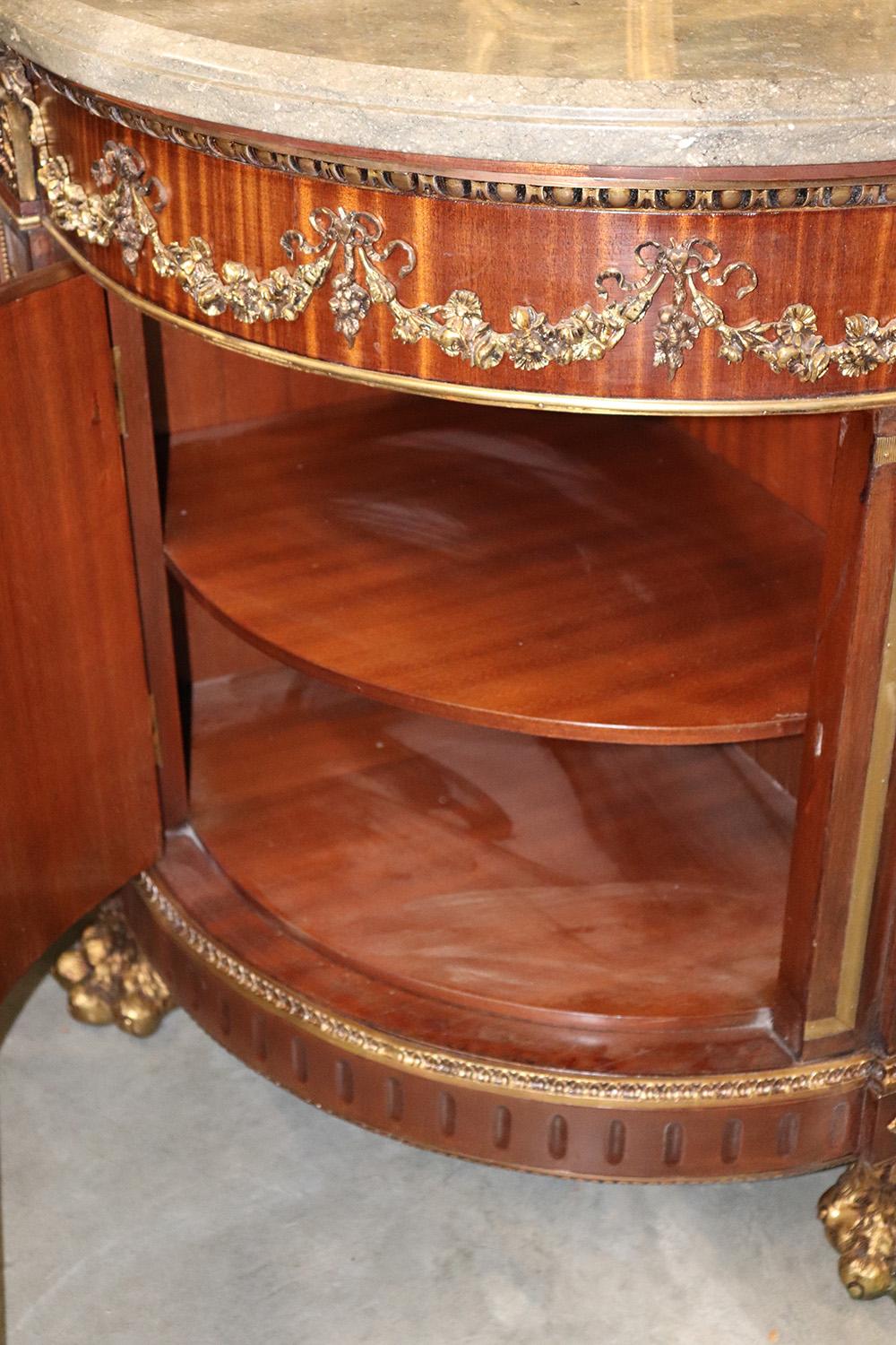 Bronze Mounted Benneman Style French Louis XV Style Marble Top Sideboard Buffet 3