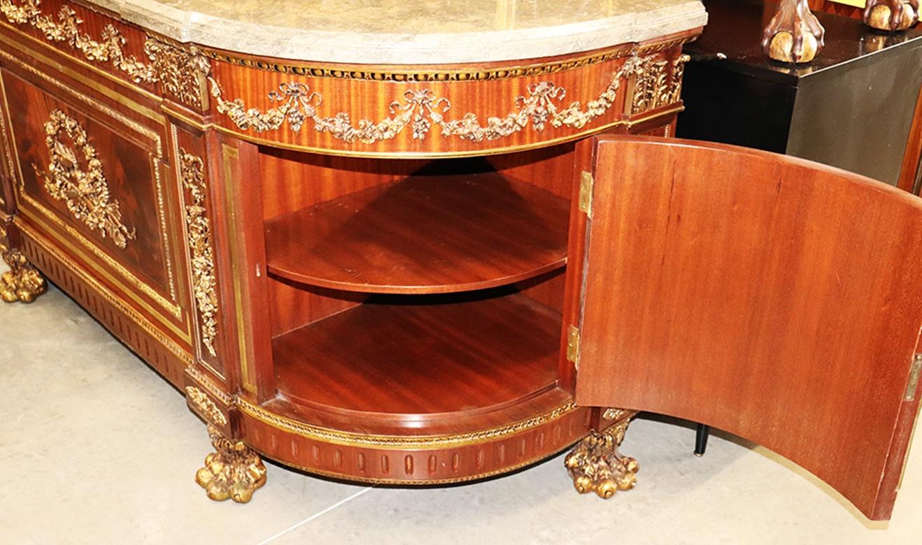 Bronze Mounted Benneman Style French Louis XV Style Marble Top Sideboard Buffet 5