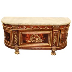 Bronze Mounted Benneman Style French Louis XV Style Marble Top Sideboard Buffet