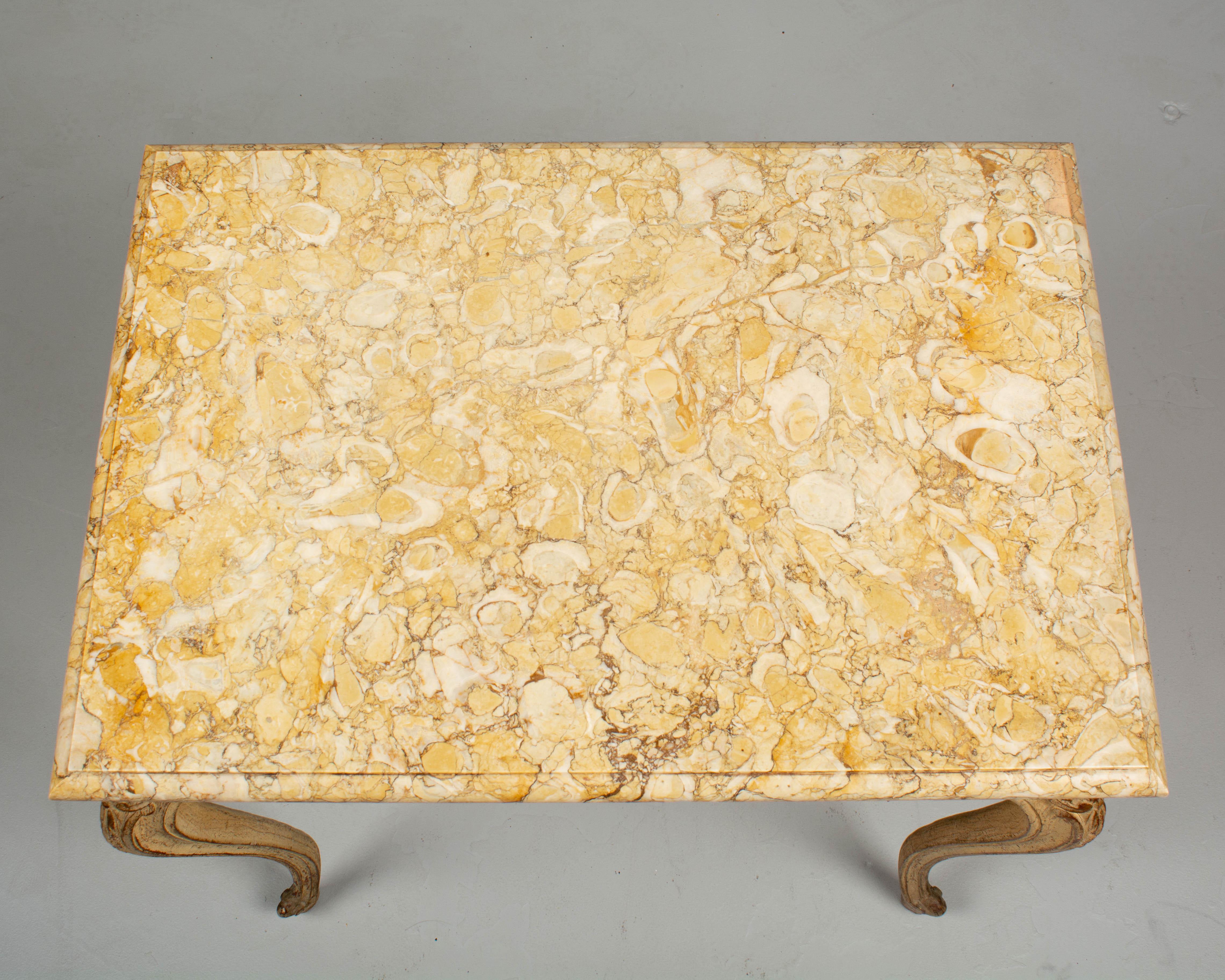 Early 20th c French Louis XV Style Marble-Top Table In Good Condition For Sale In Winter Park, FL