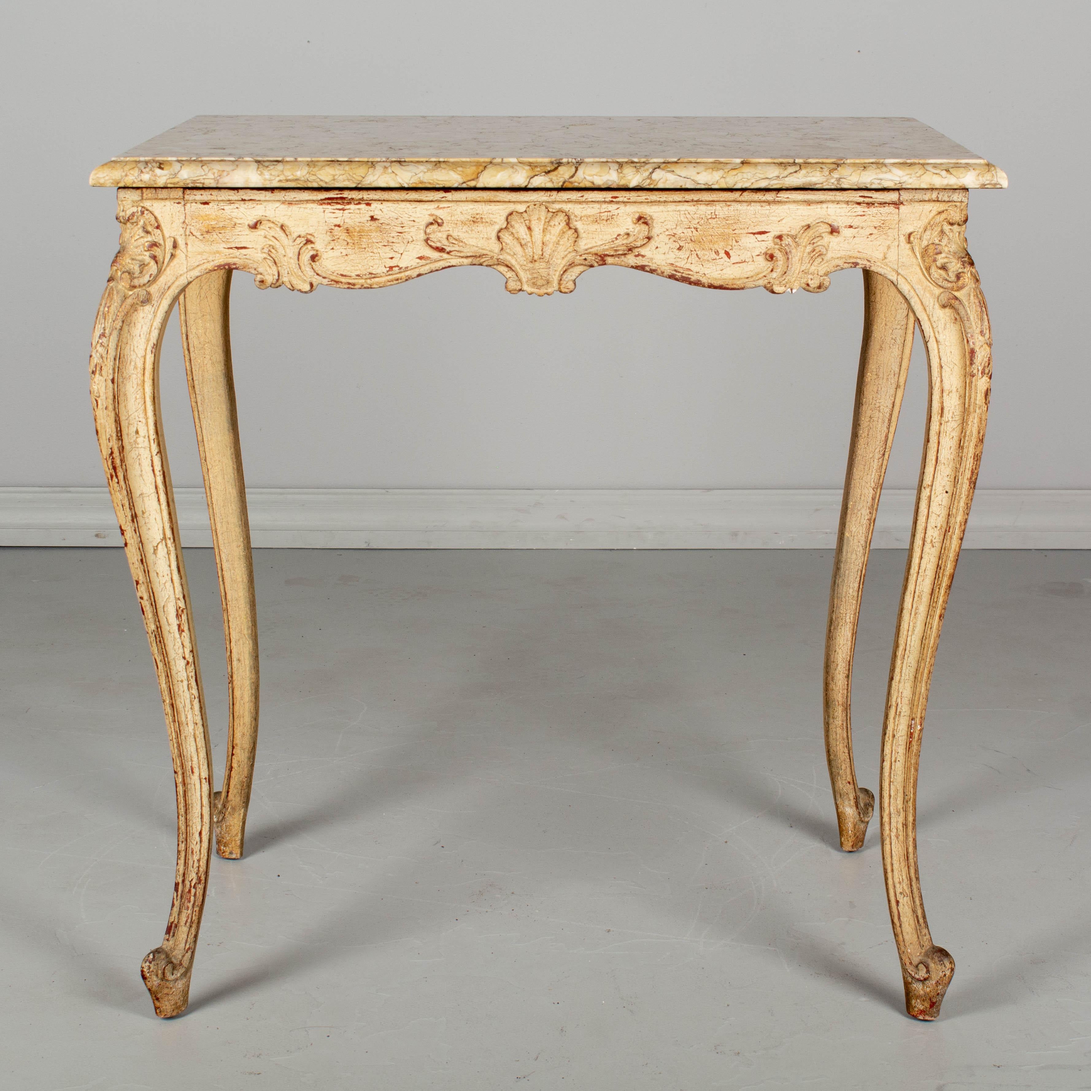 Early 20th c French Louis XV Style Marble-Top Table For Sale 1