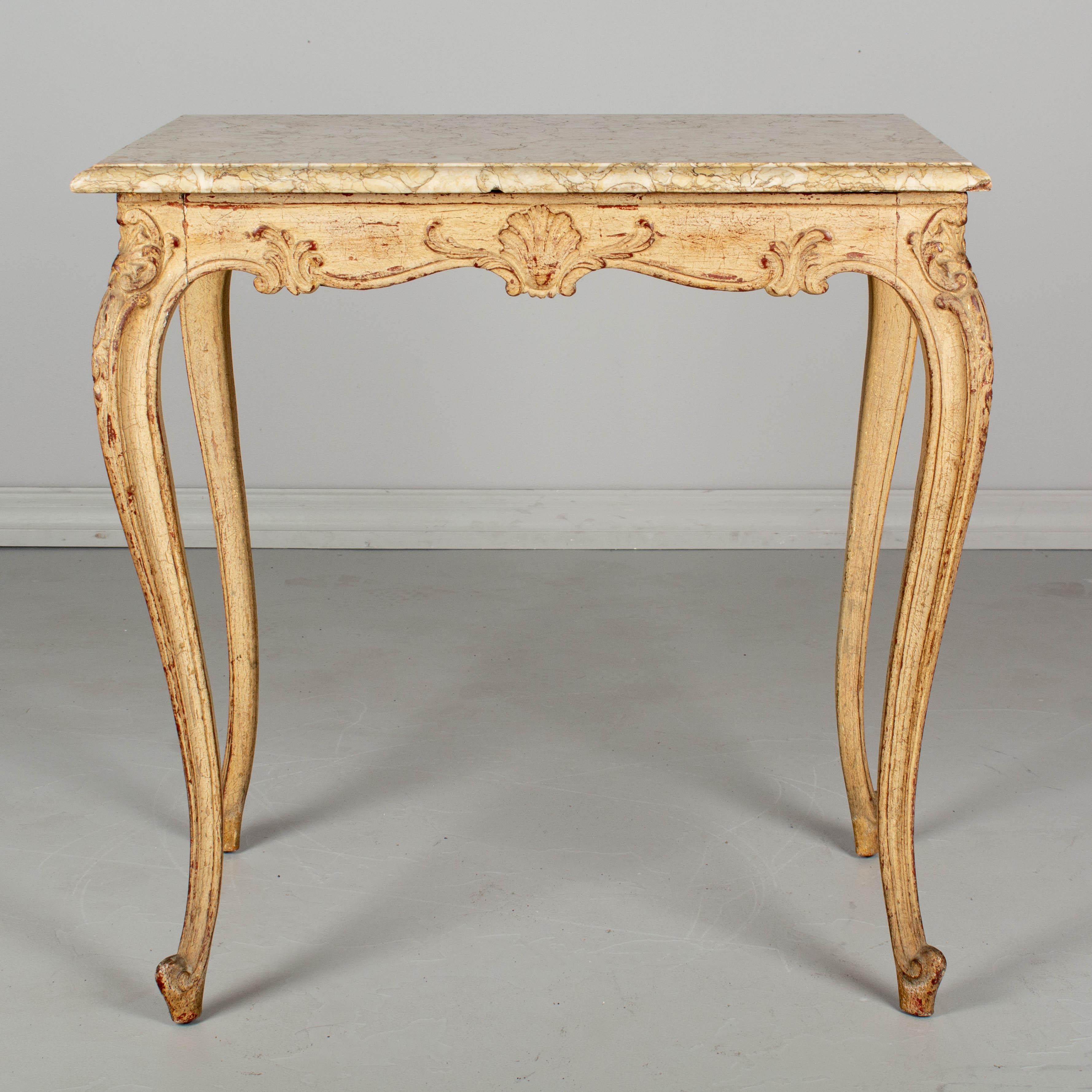 20th Century Early 20th c French Louis XV Style Marble-Top Table For Sale