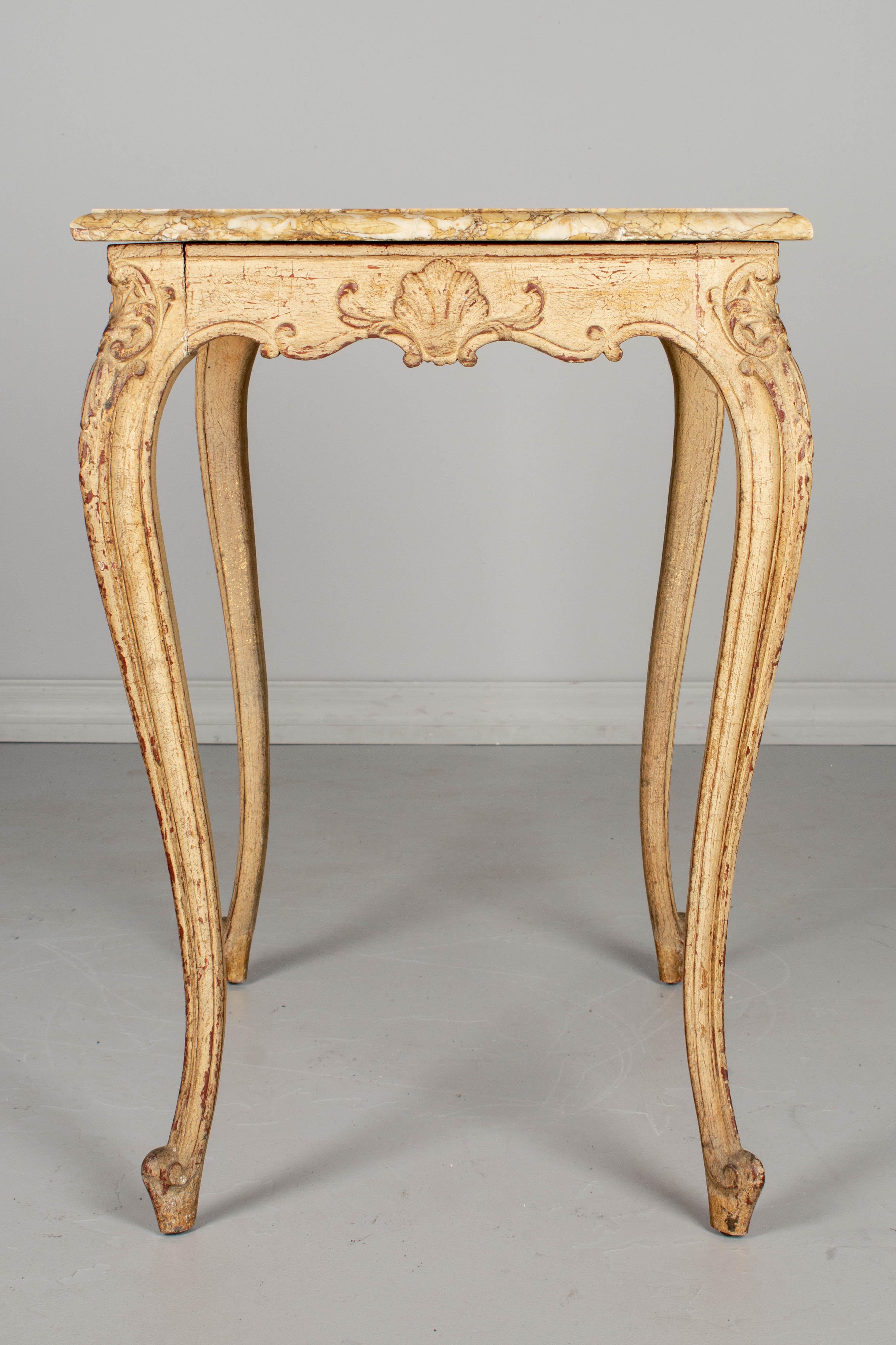 Early 20th c French Louis XV Style Marble-Top Table For Sale 2