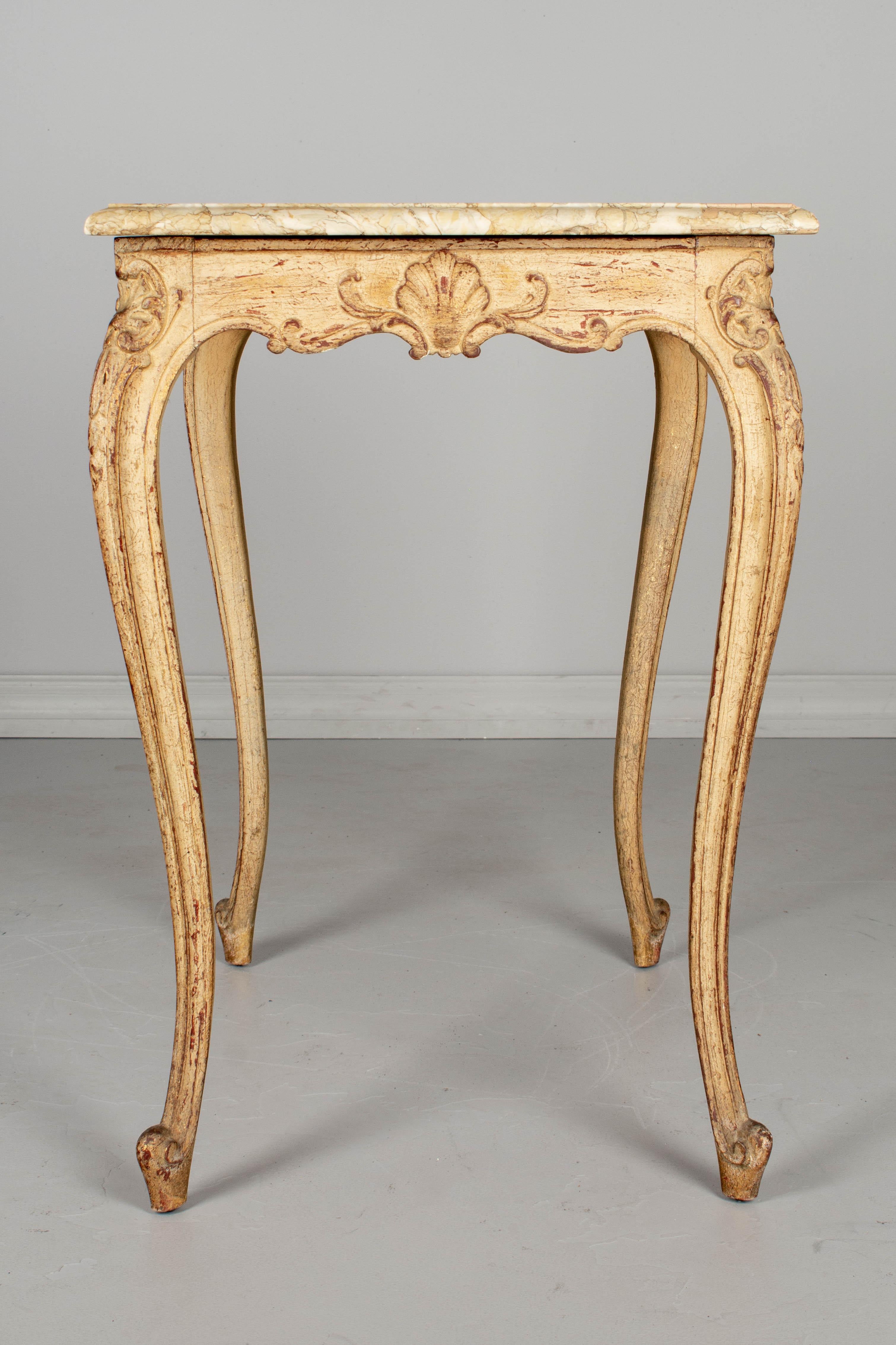 Early 20th c French Louis XV Style Marble-Top Table For Sale 3