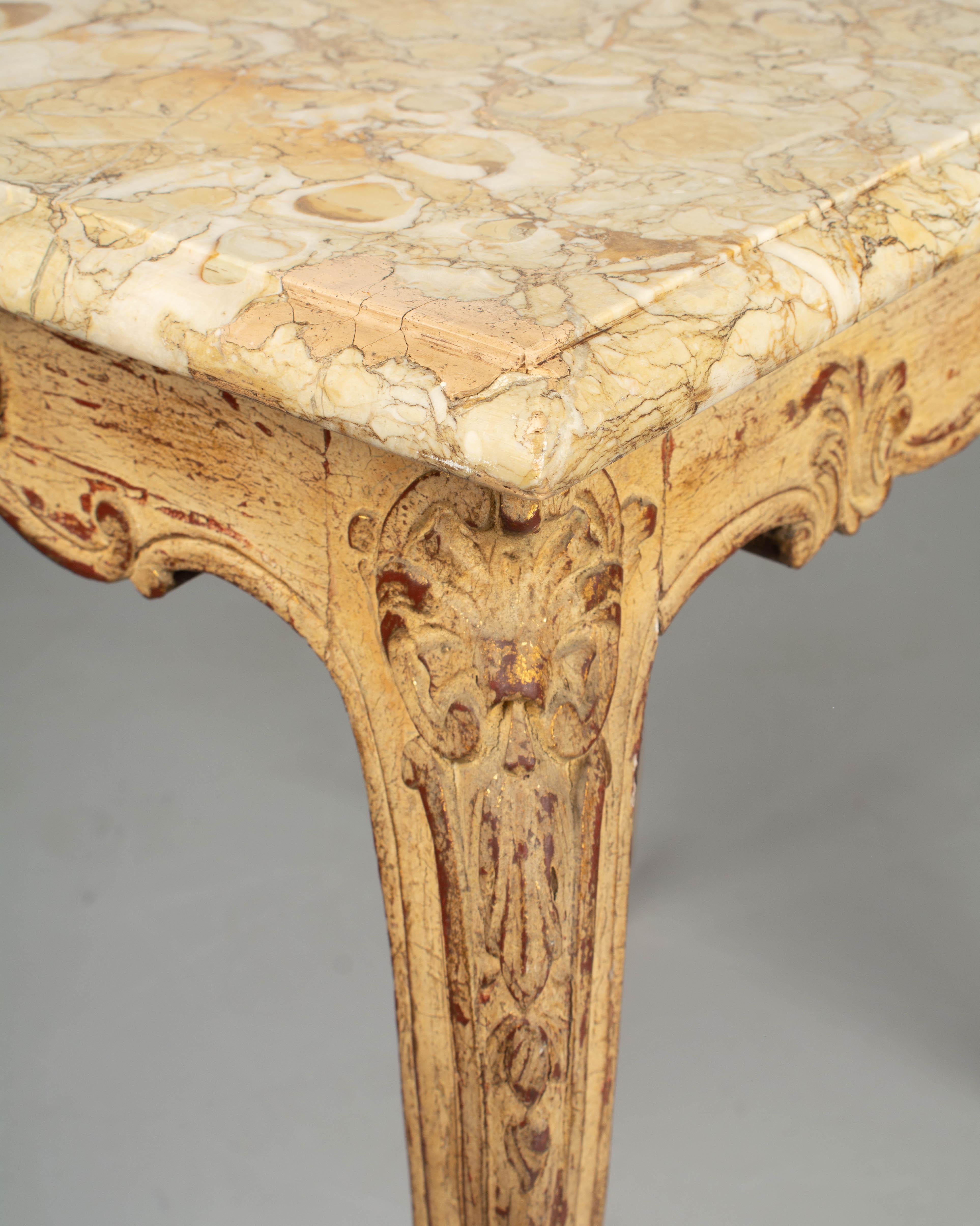 Early 20th c French Louis XV Style Marble-Top Table For Sale 5