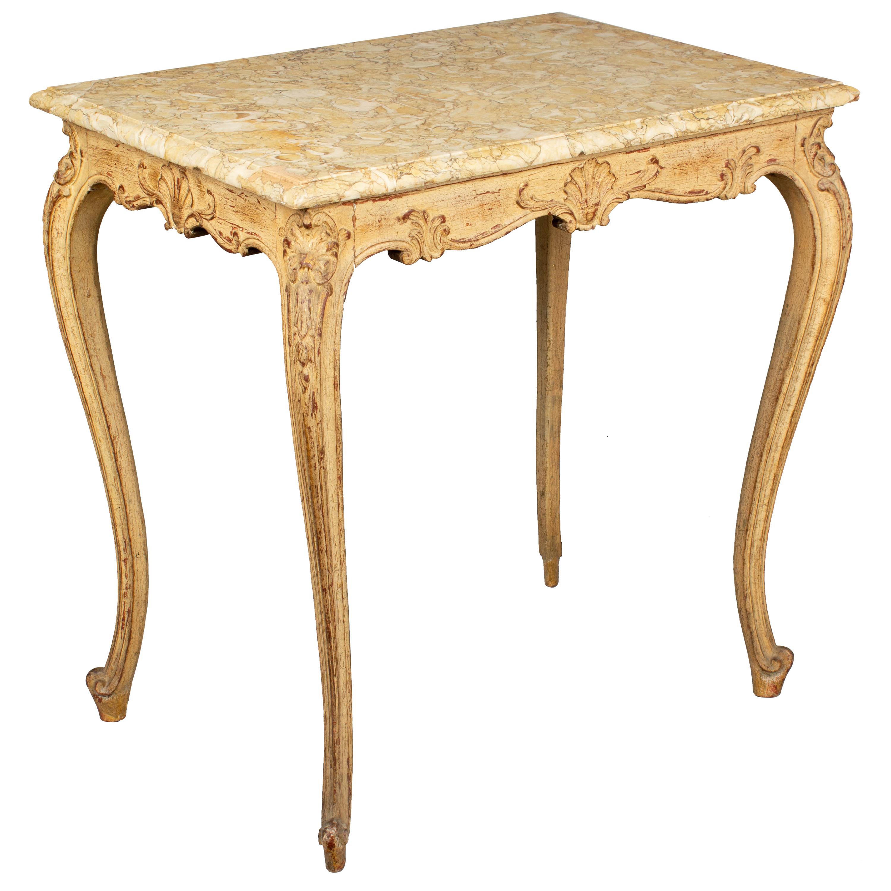 Early 20th c French Louis XV Style Marble-Top Table
