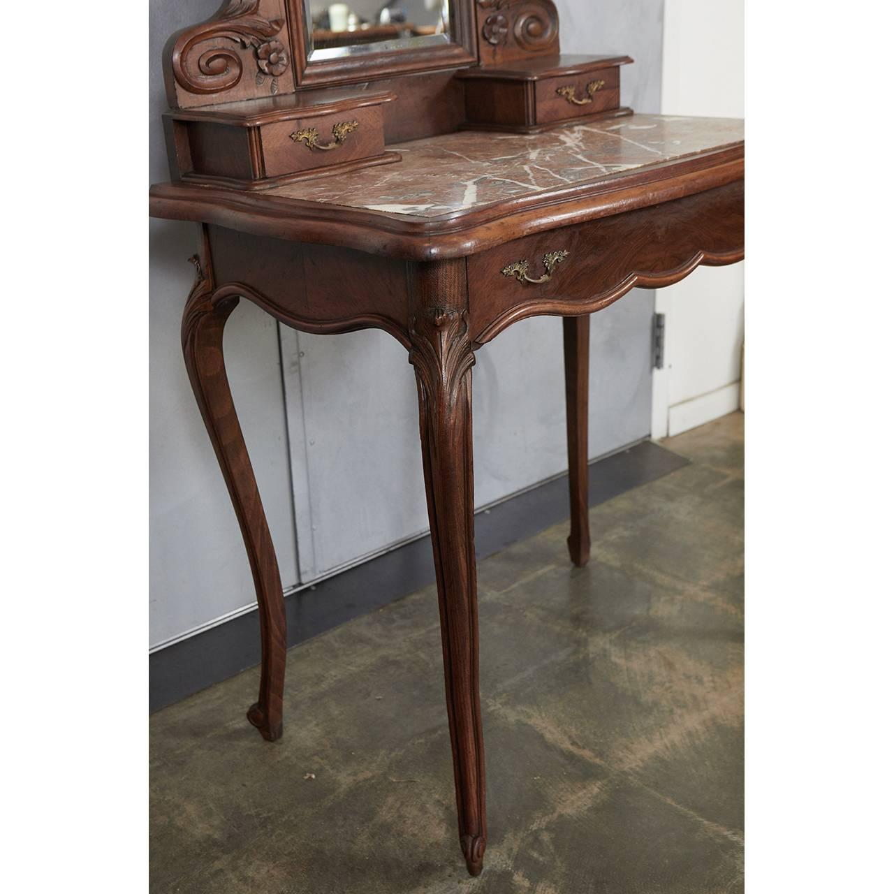 19th Century French Louis XV Style Marble Top Vanity For Sale