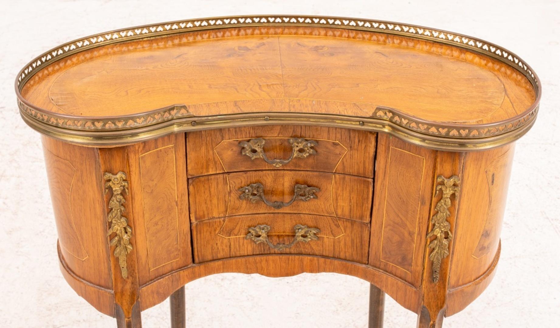 Veneer French Louis XV Style Marquetry Bean Side Table
