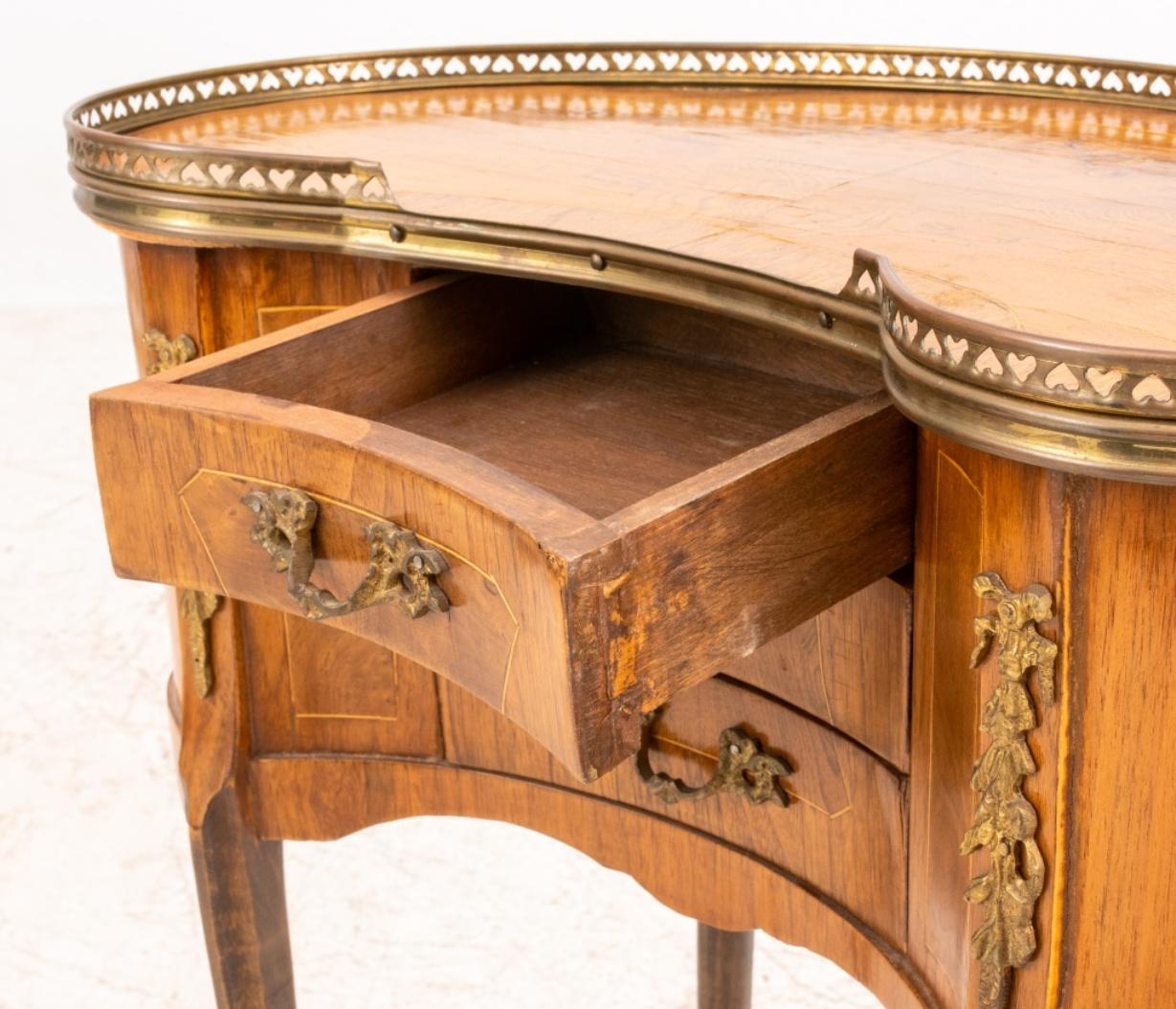 French Louis XV Style Marquetry Bean Side Table 2