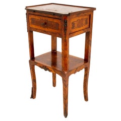 French Louis XV Style Marquetry Bedside Table