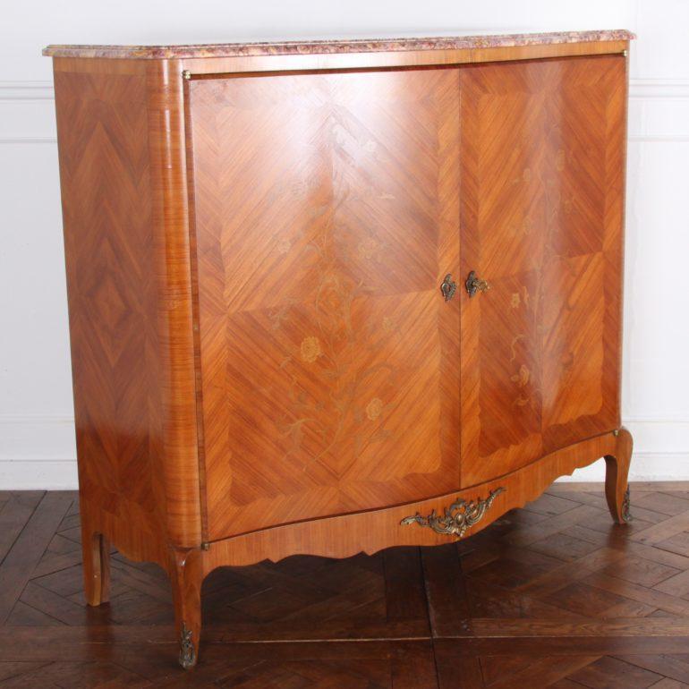 20th Century French Louis XV-Style Marquetry Cabinet