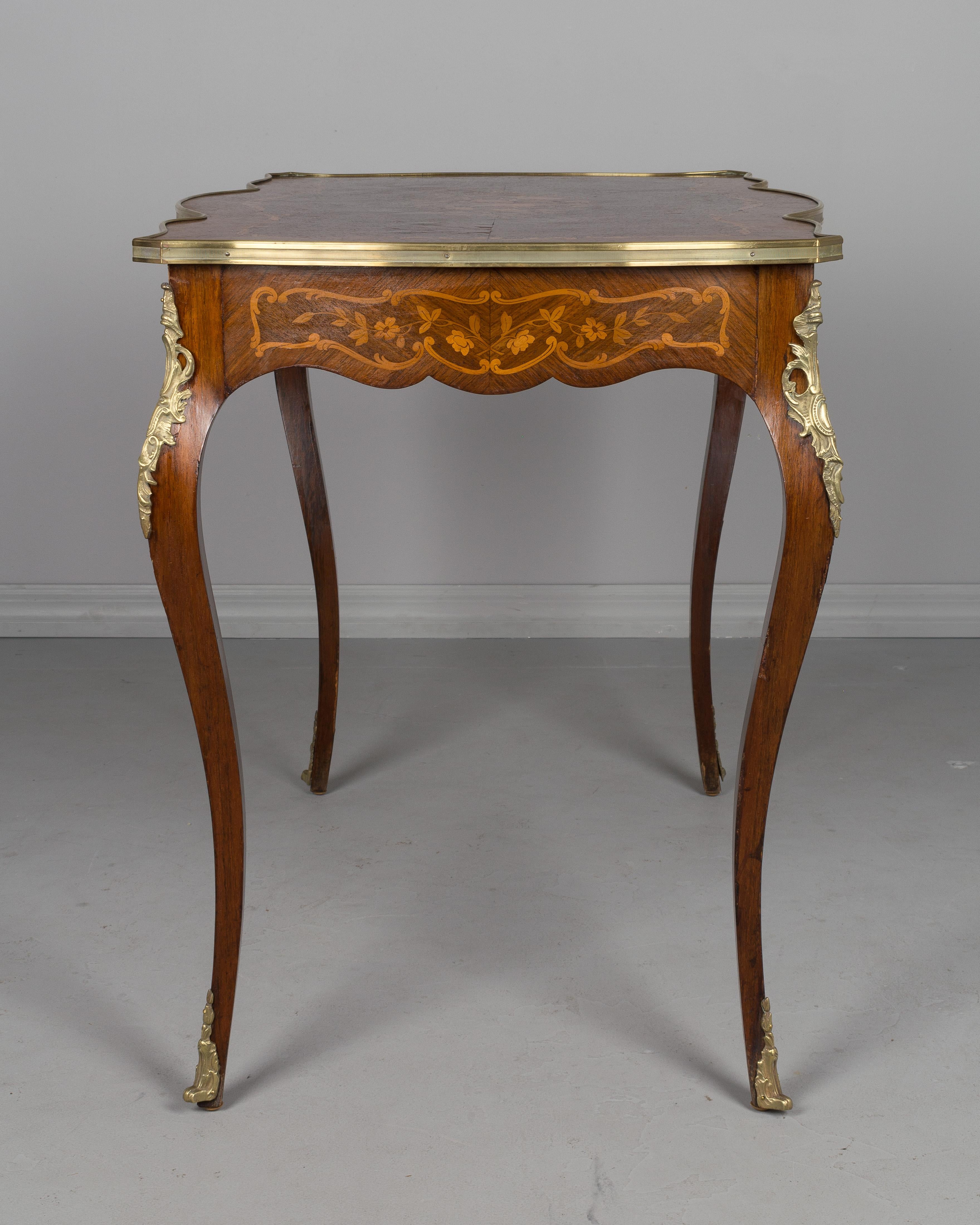 Mahogany French Louis XV Style Marquetry Desk