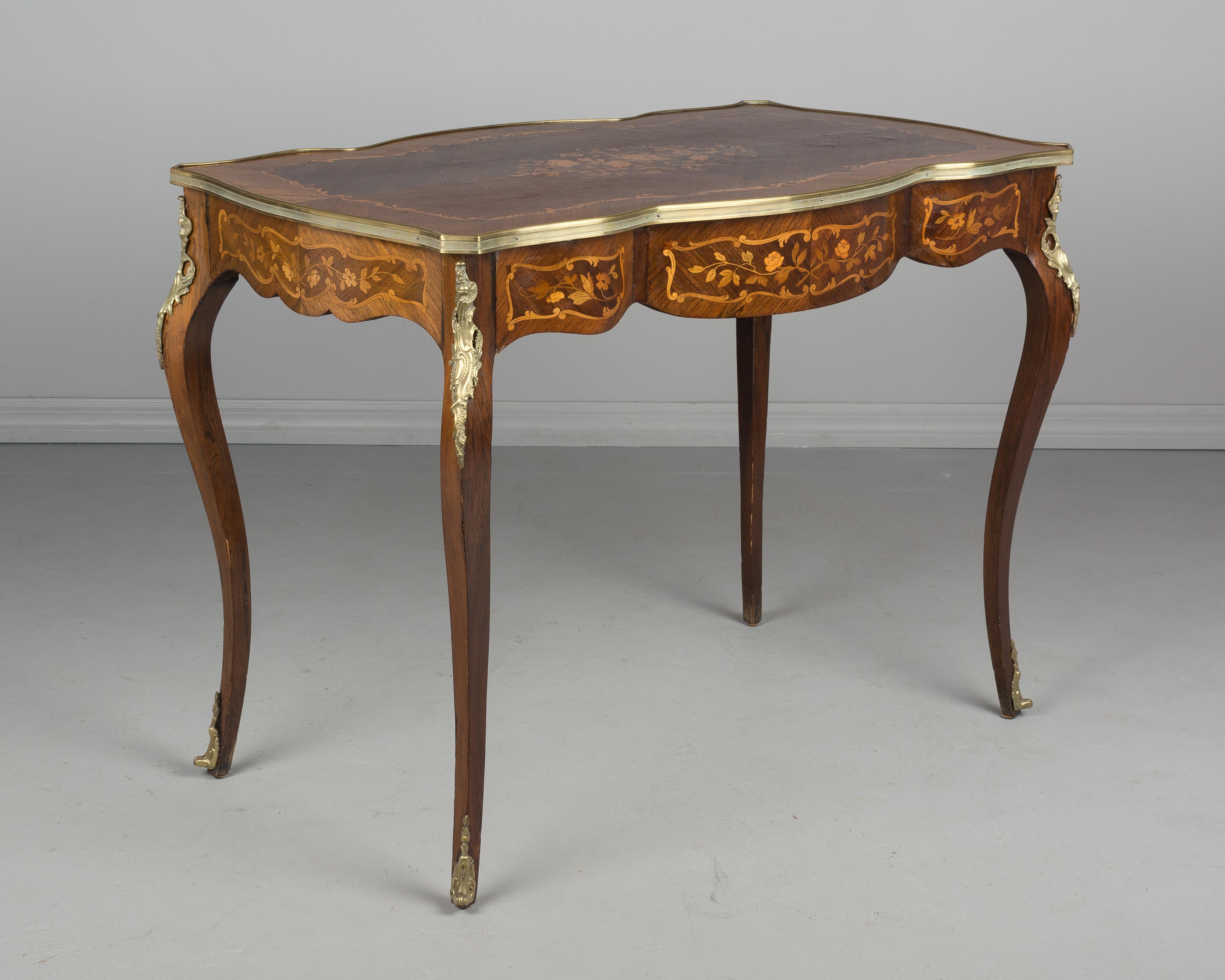 French Louis XV Style Marquetry Desk 1
