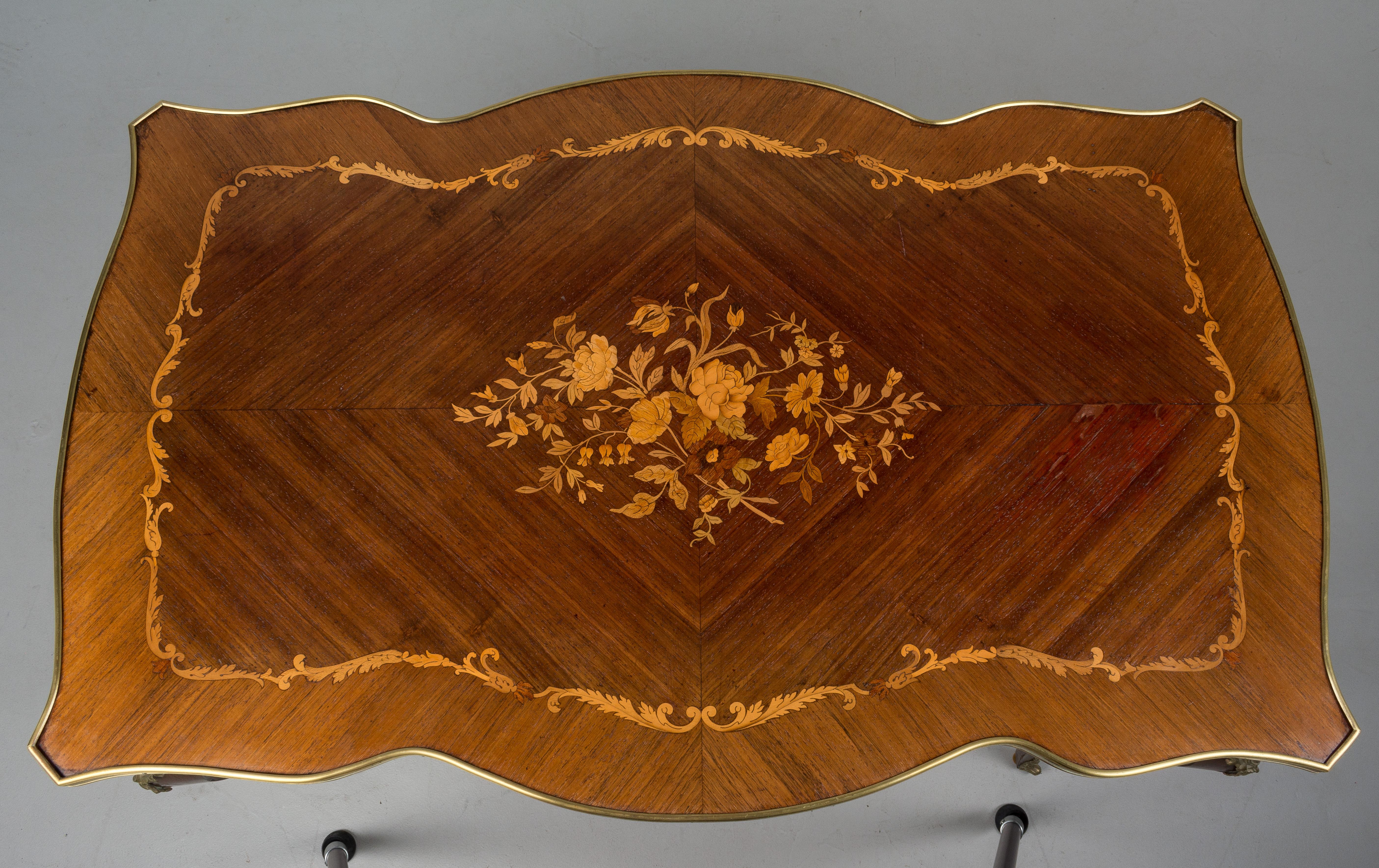 French Louis XV Style Marquetry Desk 3
