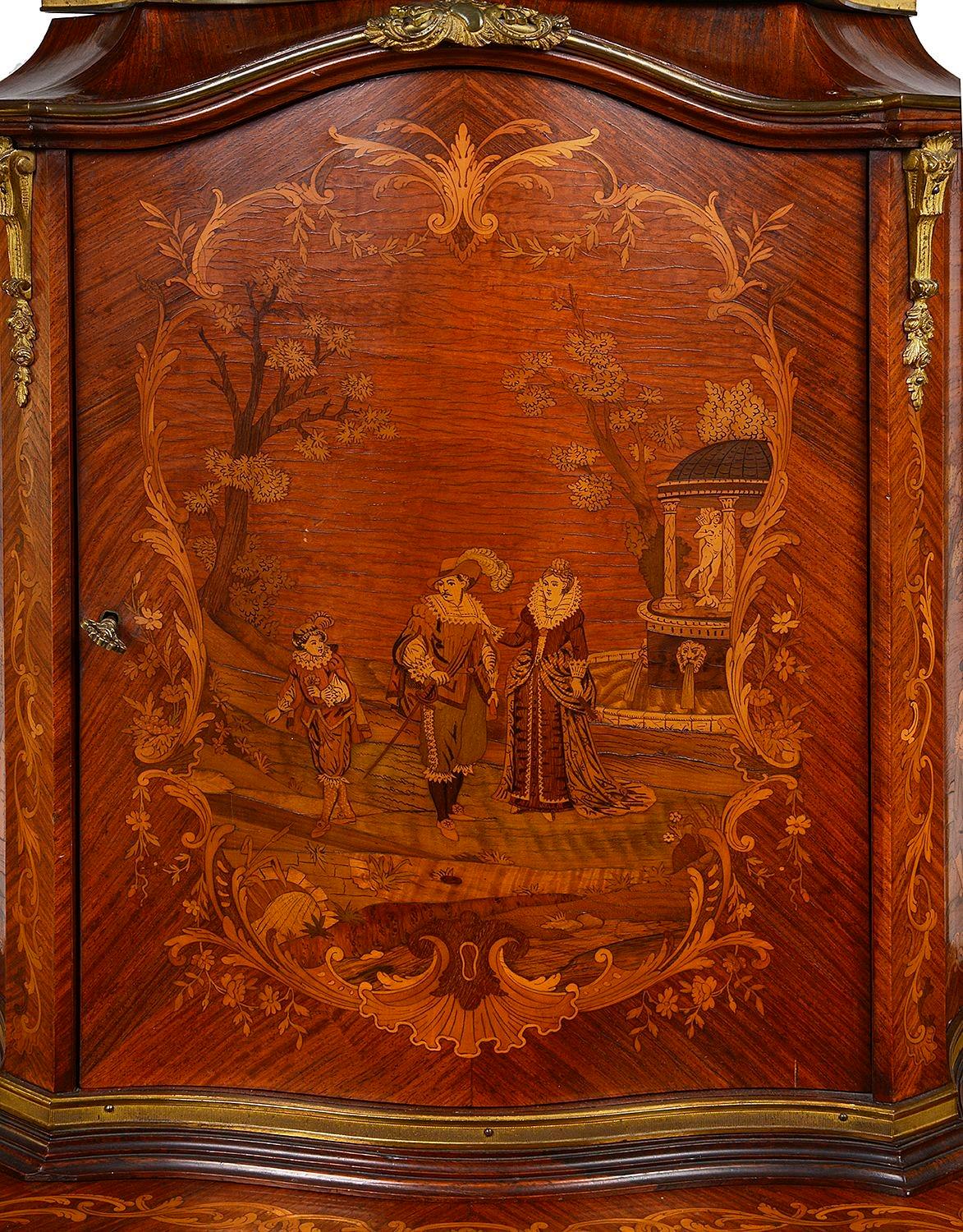 Inlay French Louis XV Style Marquetry Inlaid Side Cabinet, 19th Century For Sale