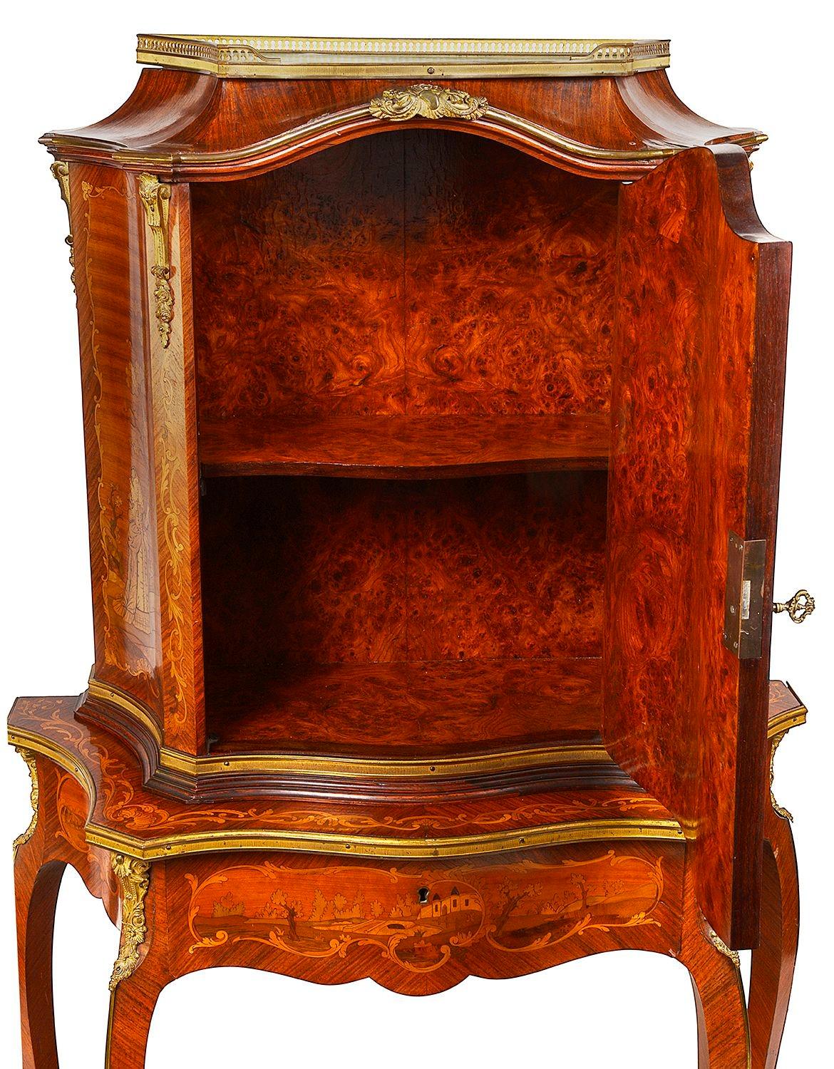 French Louis XV Style Marquetry Inlaid Side Cabinet, 19th Century In Good Condition For Sale In Brighton, Sussex